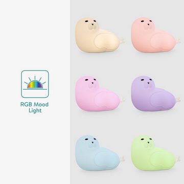 Navaris LED Nachtlicht LED Nachtlicht Seehund Design - wiederaufladbar - RGB Farbwechsel