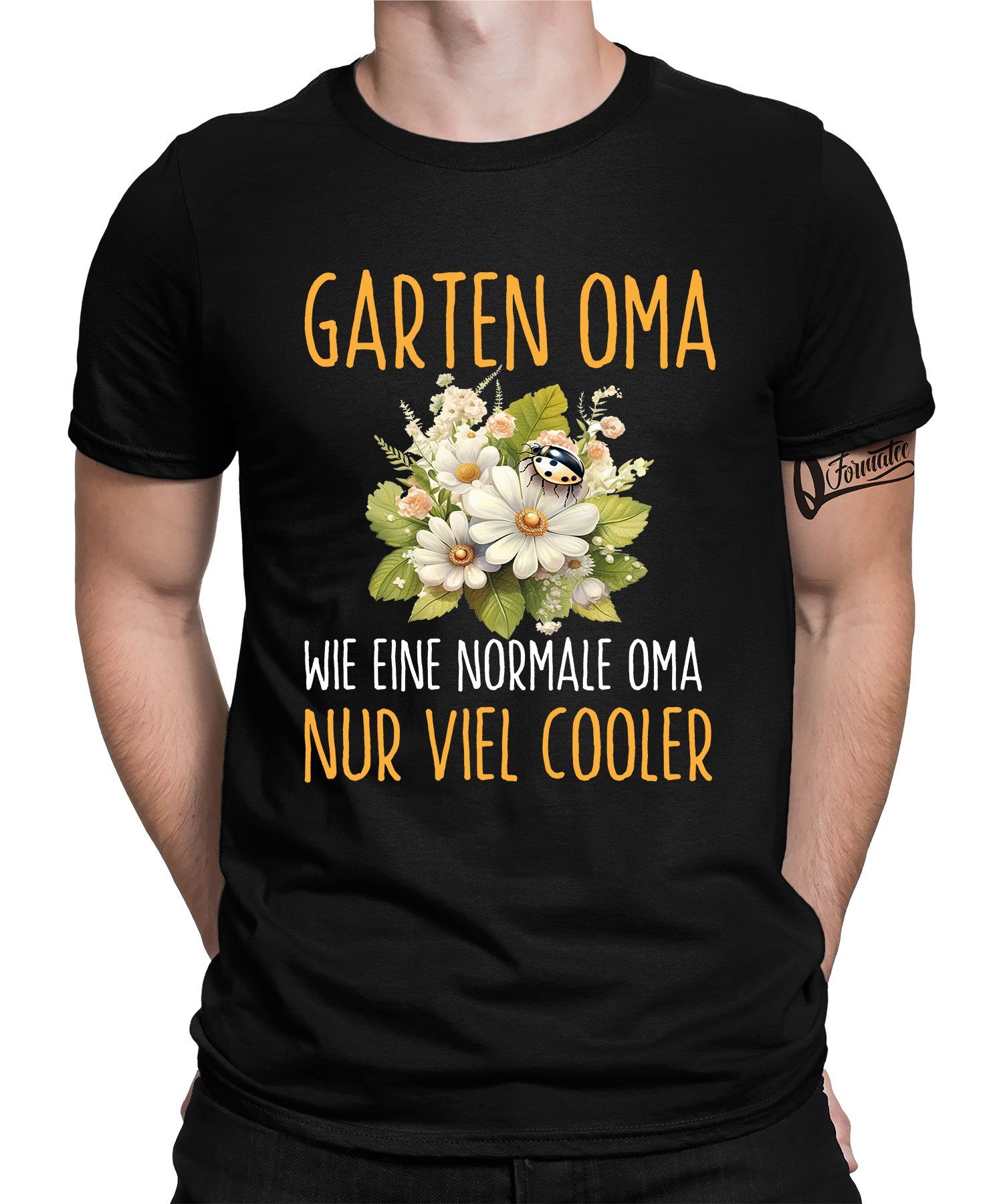Quattro Formatee Kurzarmshirt Coole Garten Oma Gemüse Gärtner Hobbygärtner Herren T-Shirt (1-tlg) Schwarz