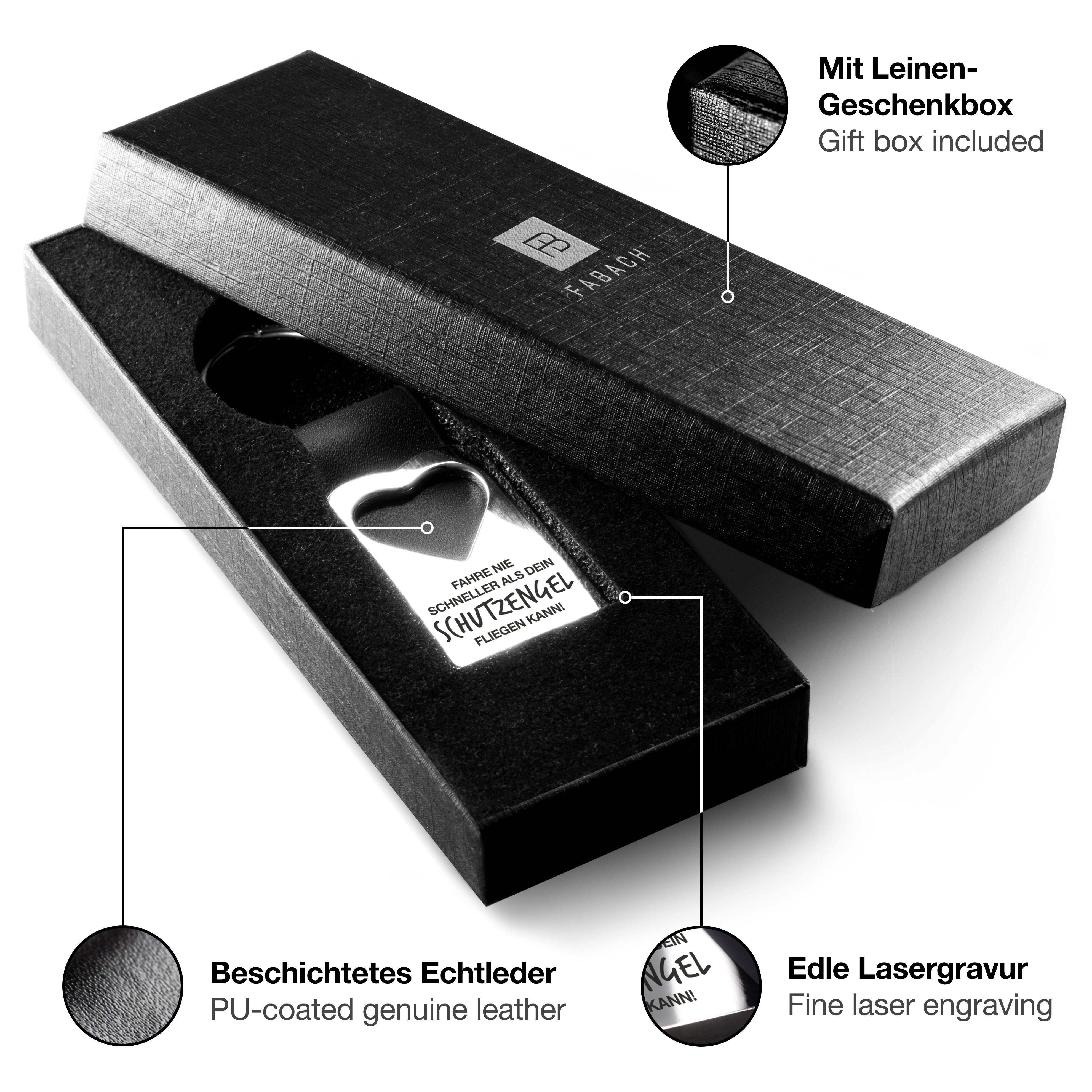 Schlüsselanhänger Gravur- Schlüsselanhänger Schutzengel schneller FABACH Nie als Leder dein mit