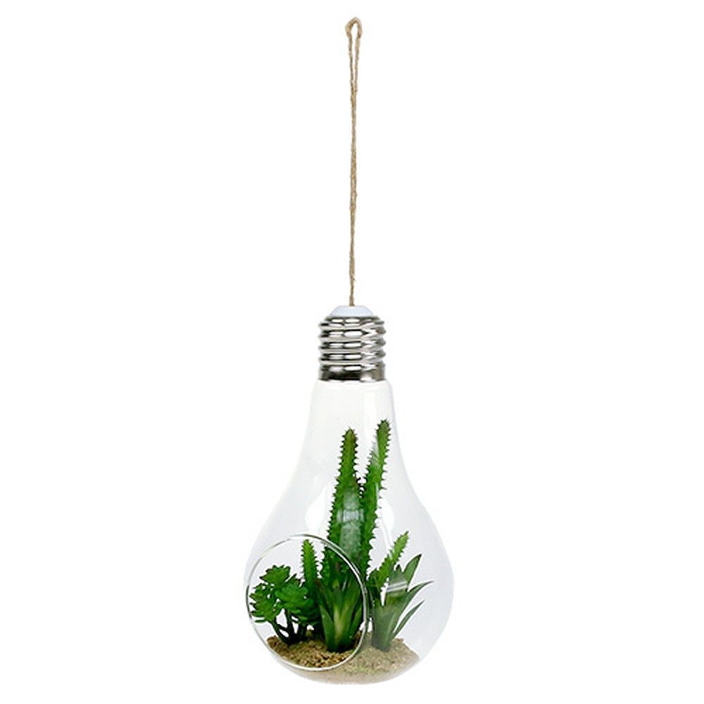 Kunstkaktus Künstliche Kakteen im Hängenden Glas Glühbirnen-Design Deko, Florists Products, Höhe 21 cm