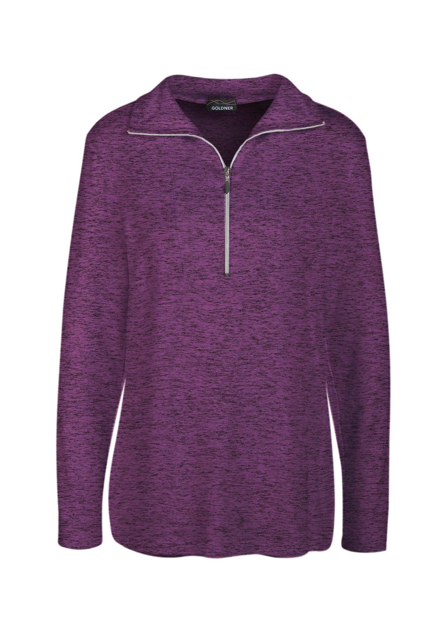 GOLDNER Langarmshirt Kurzgröße: Flauschiges Troyer- Shirt
