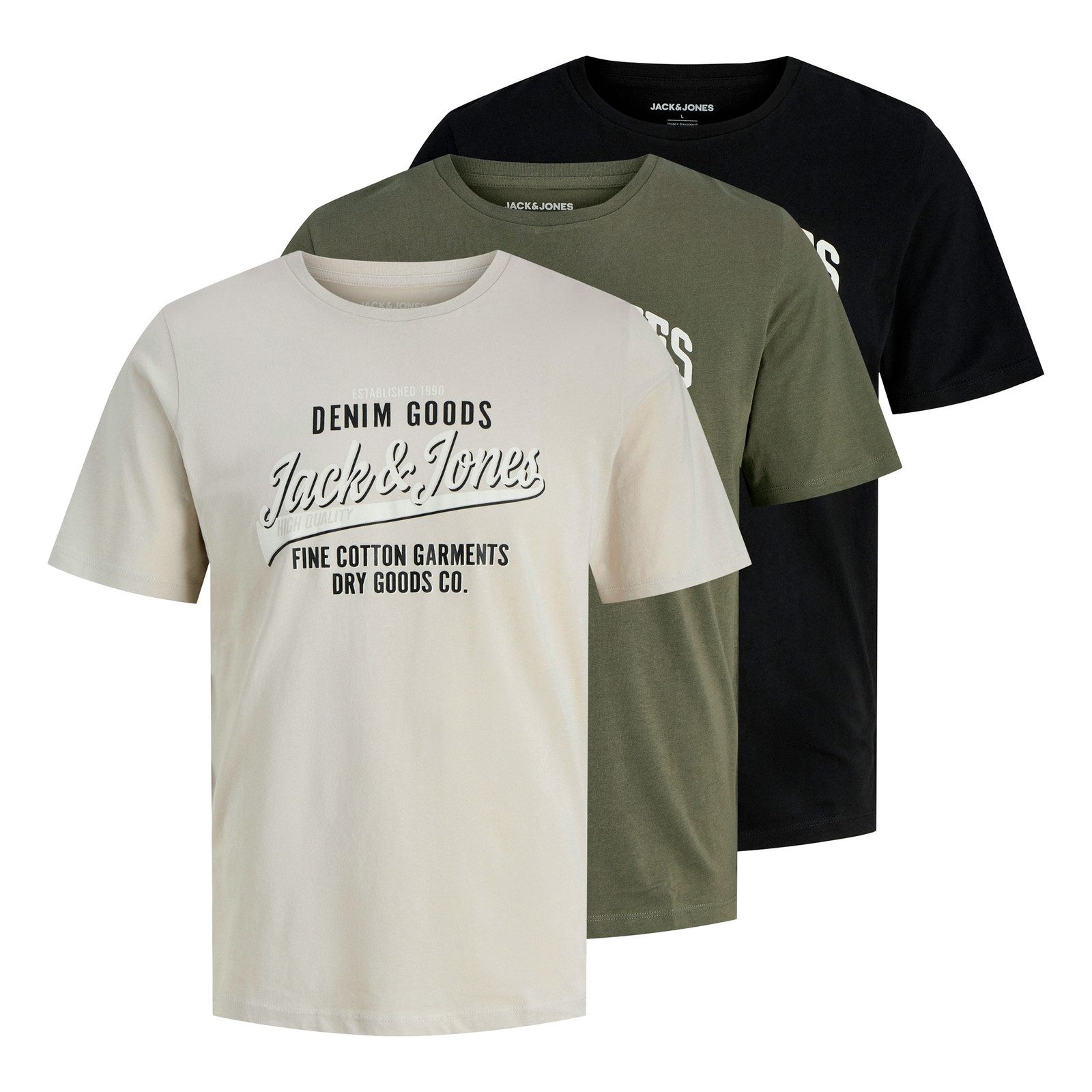 Jack & Jones T-Shirt 3er Pack JJ Ethan Tee SS Crew Neck mit verschiedenen P günstig online kaufen