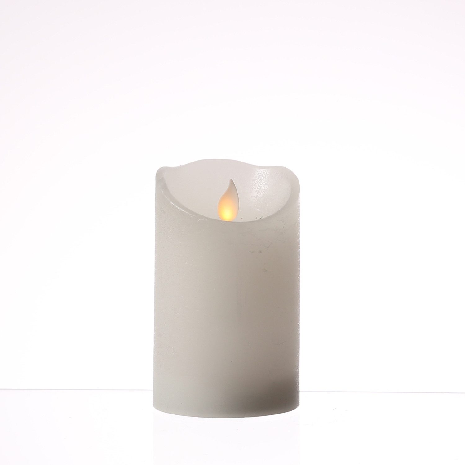 MARELIDA LED-Kerze mit beweglicher Flamme Echtwachs Rustik-Optik H: 12,5cm Timer weiß, LED Classic, warmweiß (2100K bis 3000K)