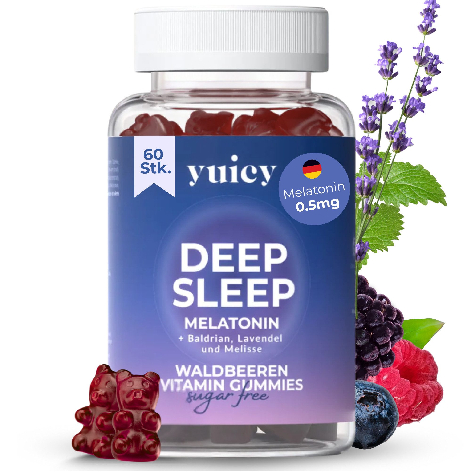 yuicy Deep Sleep - Melatonin Gummies Zum Einschlafen Gummies, 60 St., 120 g