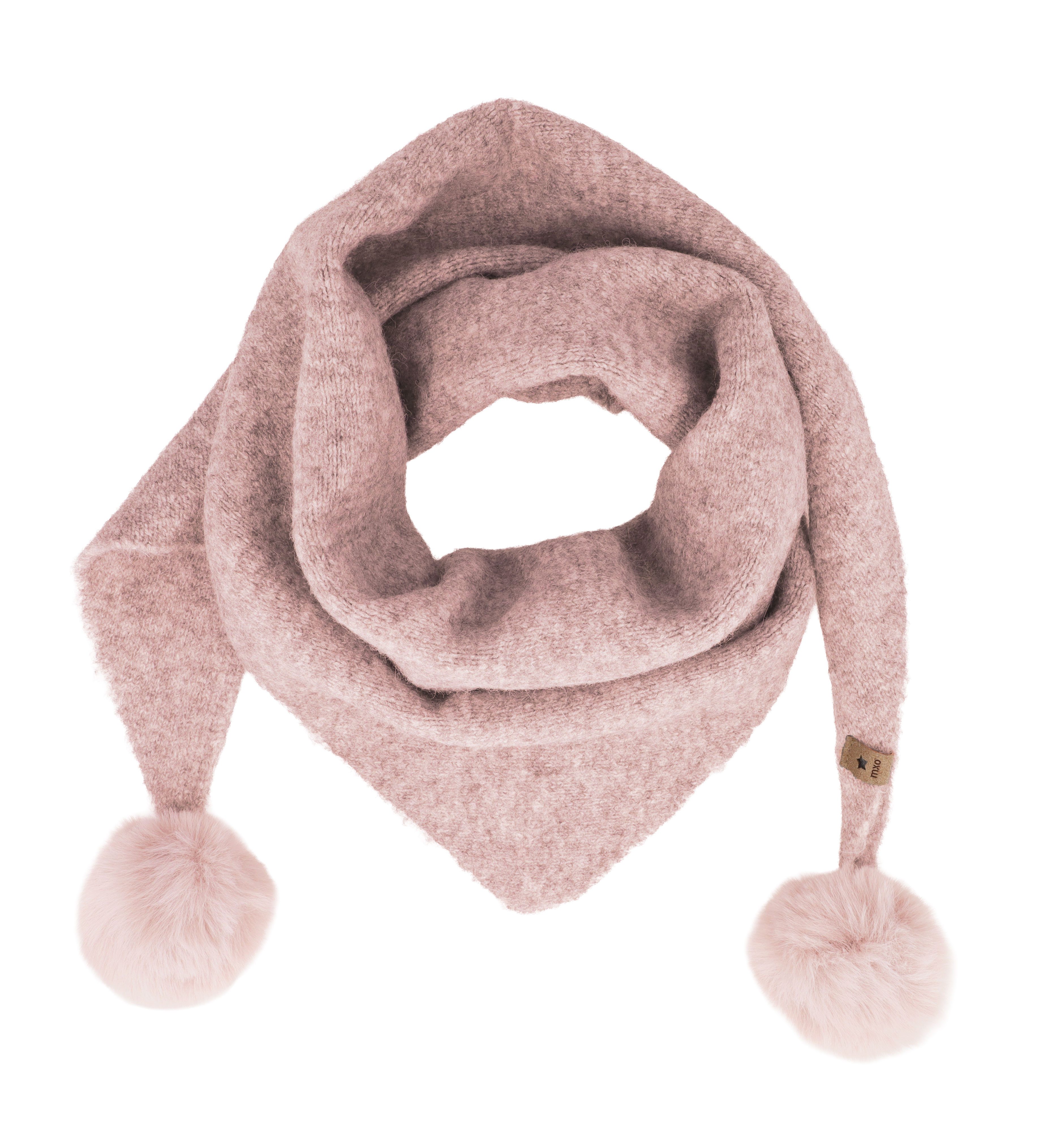 MAXIMO Dreieckstuch, Materialmix, gestrickt, mit Fake-Fur-Bommeln