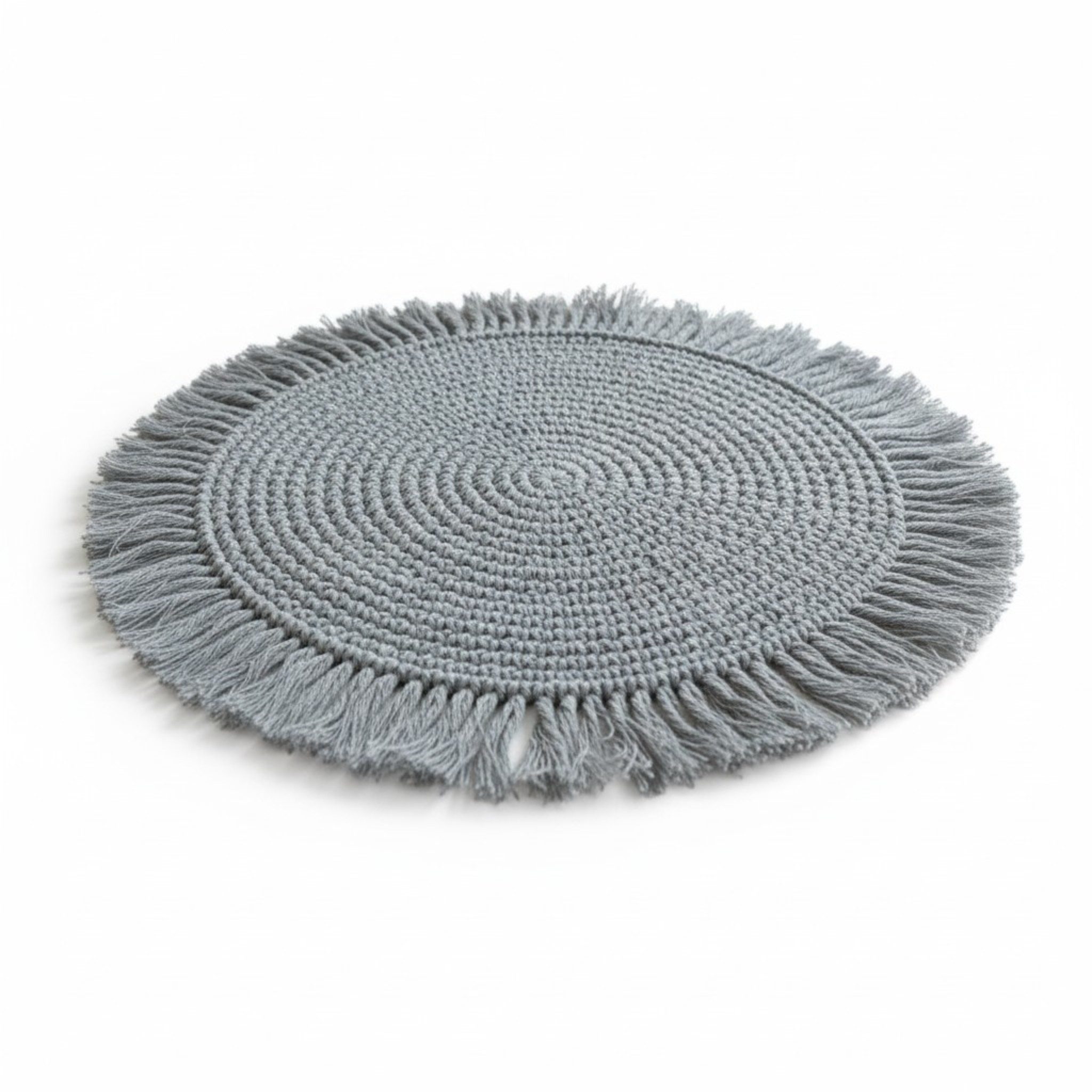 Meinposten Platzset Tischset Makramee Platzset Tischdeko rund boho Deko creme 38 cm, (1-St), Makramee-Platzset mit Fransen