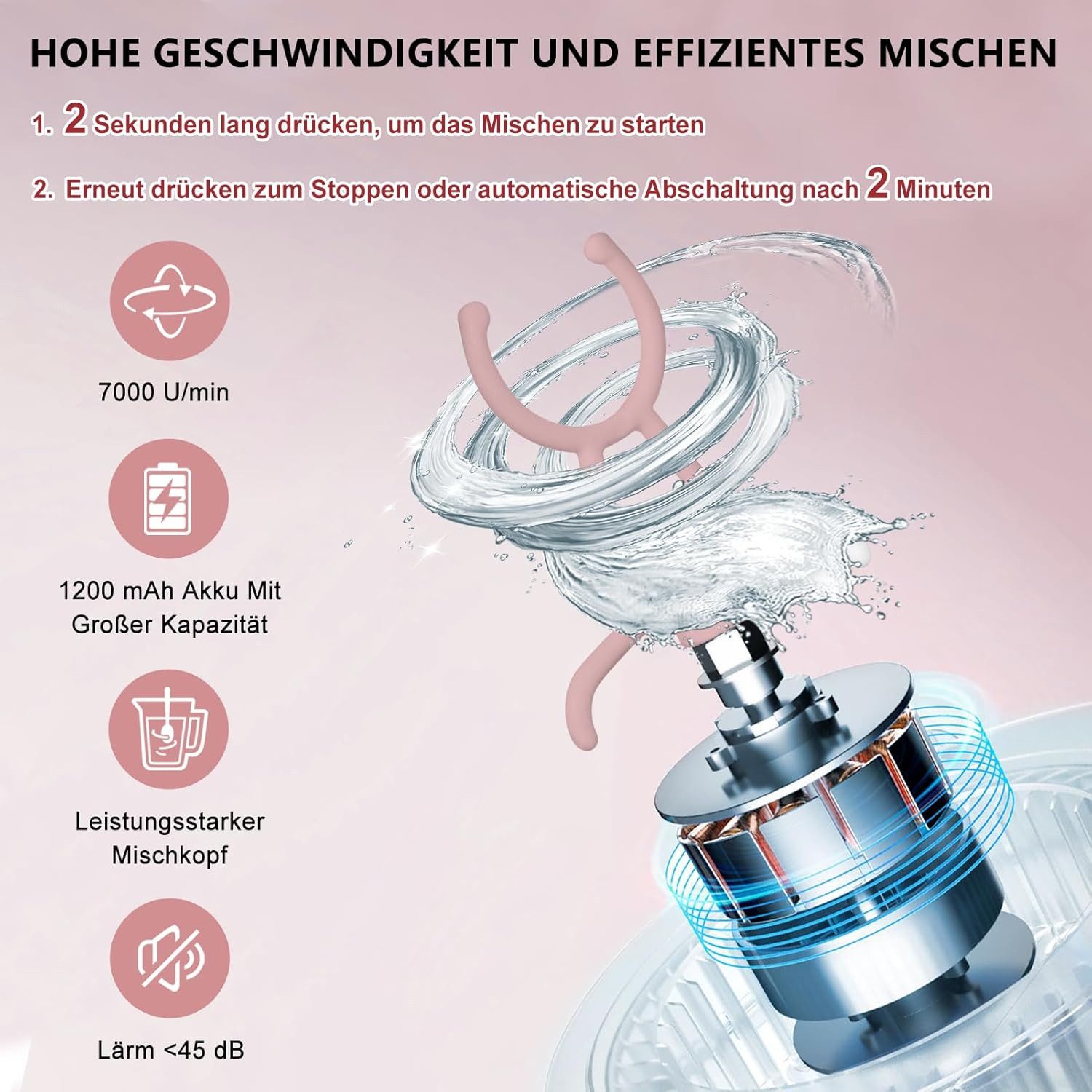 Vashoy Elektrischer Shaker 650 ML Elektrischer Shaker mit Pulverfach, BPA-freier, USB-C aufladbar, 7,4 W, Eiweiß Shaker Elektrisch für Potein Pulver und Milchshake