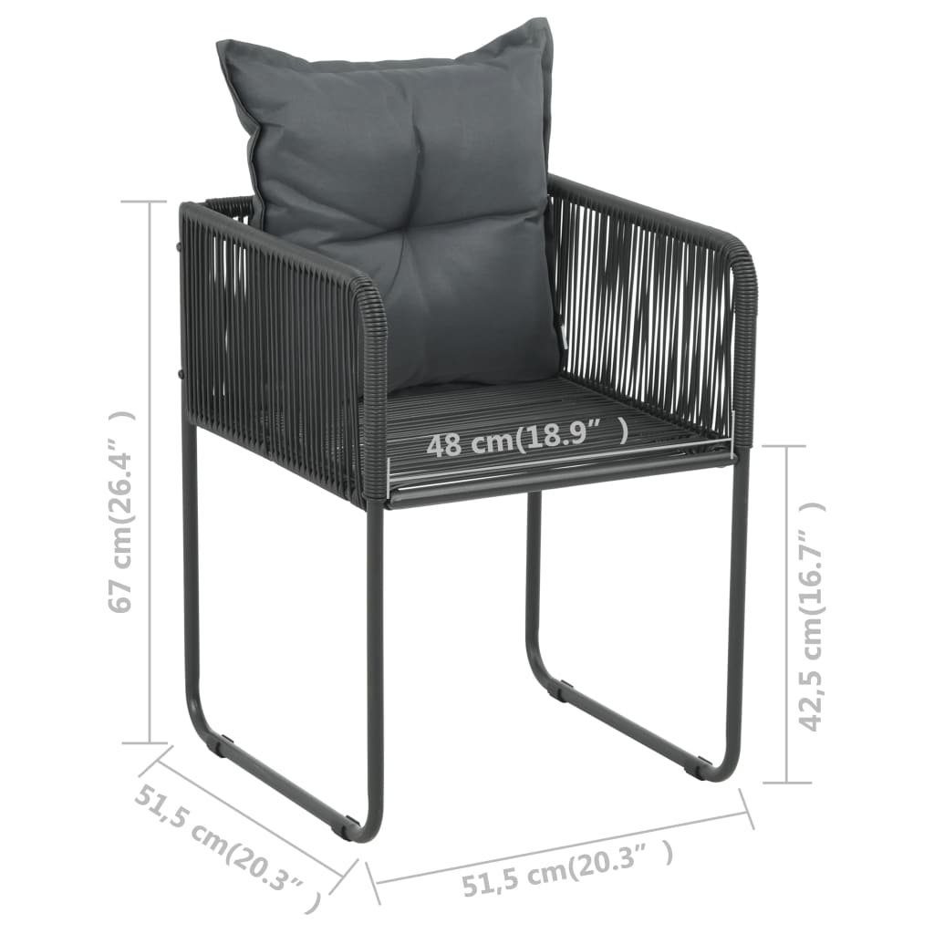 Schwarz Gartenstühle Poly mit Polstern Gartenstuhl Rattan 2 Stk vidaXL