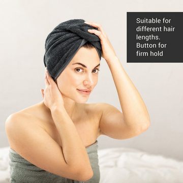 HOMELEVEL Turban-Handtuch Frottee Haarturban mit Knopf für Erwachsene aus 100% Baumwolle, (1-St)