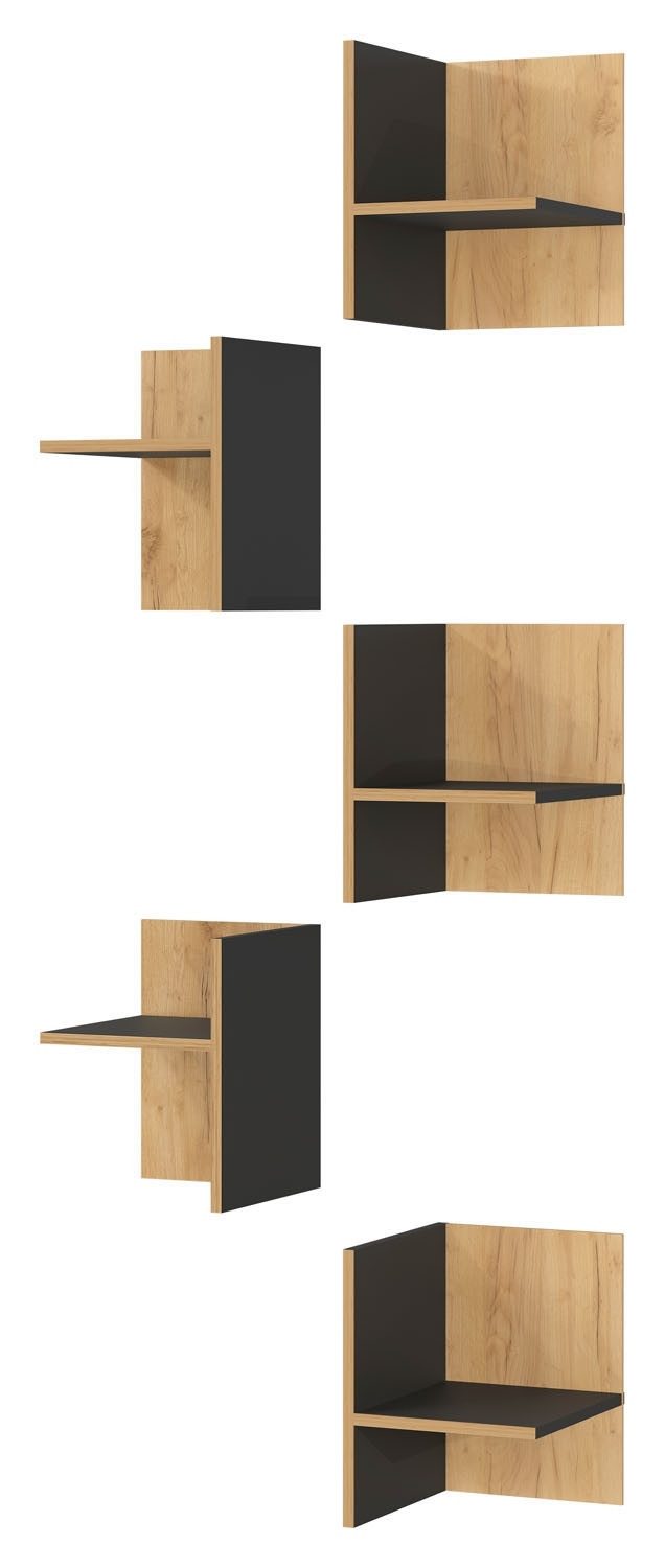 Vito Полкиlement Facheinsätze 5er Set PODIUM, Graphit Dekor, Navarra Eiche Dekor, B 27 cm x H 37 cm