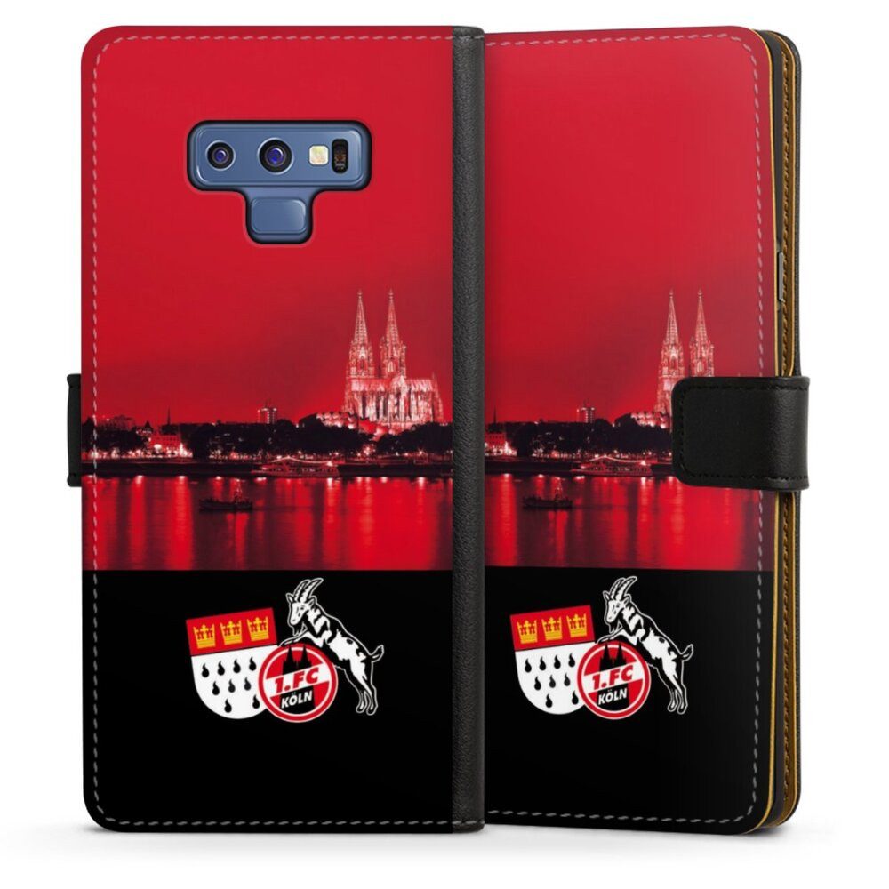 DeinDesign Handyhülle Skyline 1. FC Köln Offizielles Lizenzprodukt Skyline Köln Rot, Samsung Galaxy Note 9 Hülle Flip Case Klapphülle Handytasche Leder