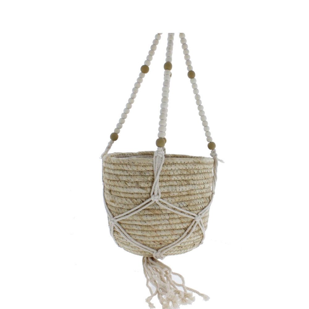 MICA Blumentopf Blumenampel - aus Textil und Naturmaterialien - ca. 18 x 80 cm