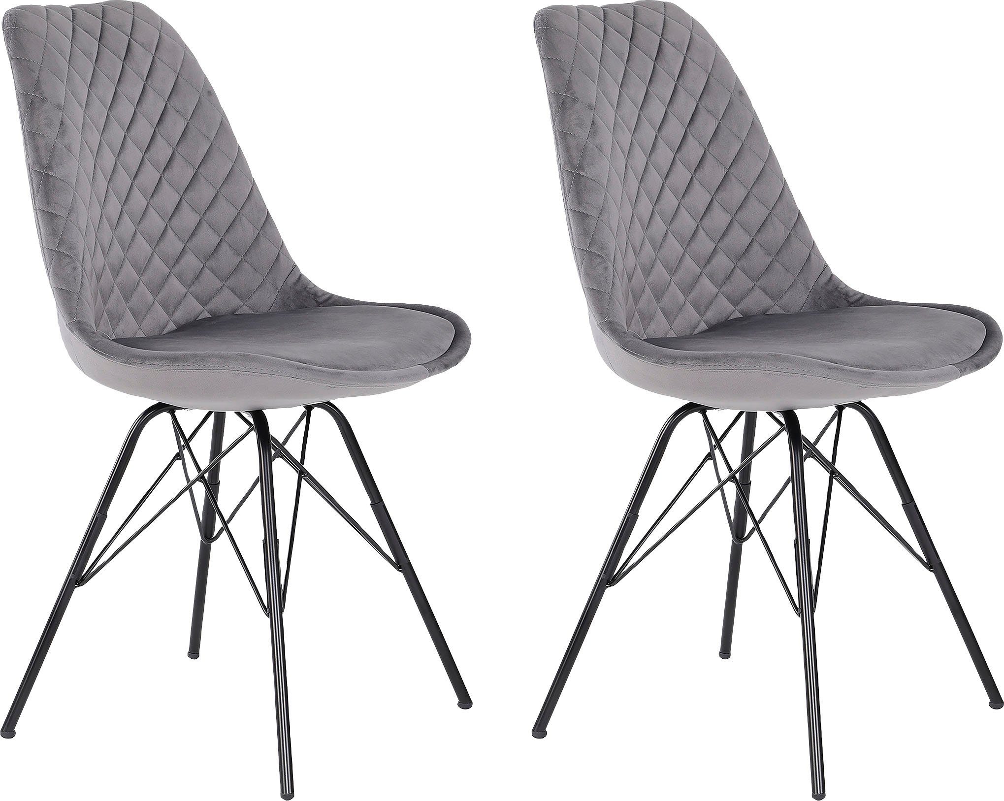 byLIVING Esszimmerstuhl Rica (Set, 2 St), Sitzschale mit Samt- oder Cordbezug, Metallbeine schwarz | Stühle
