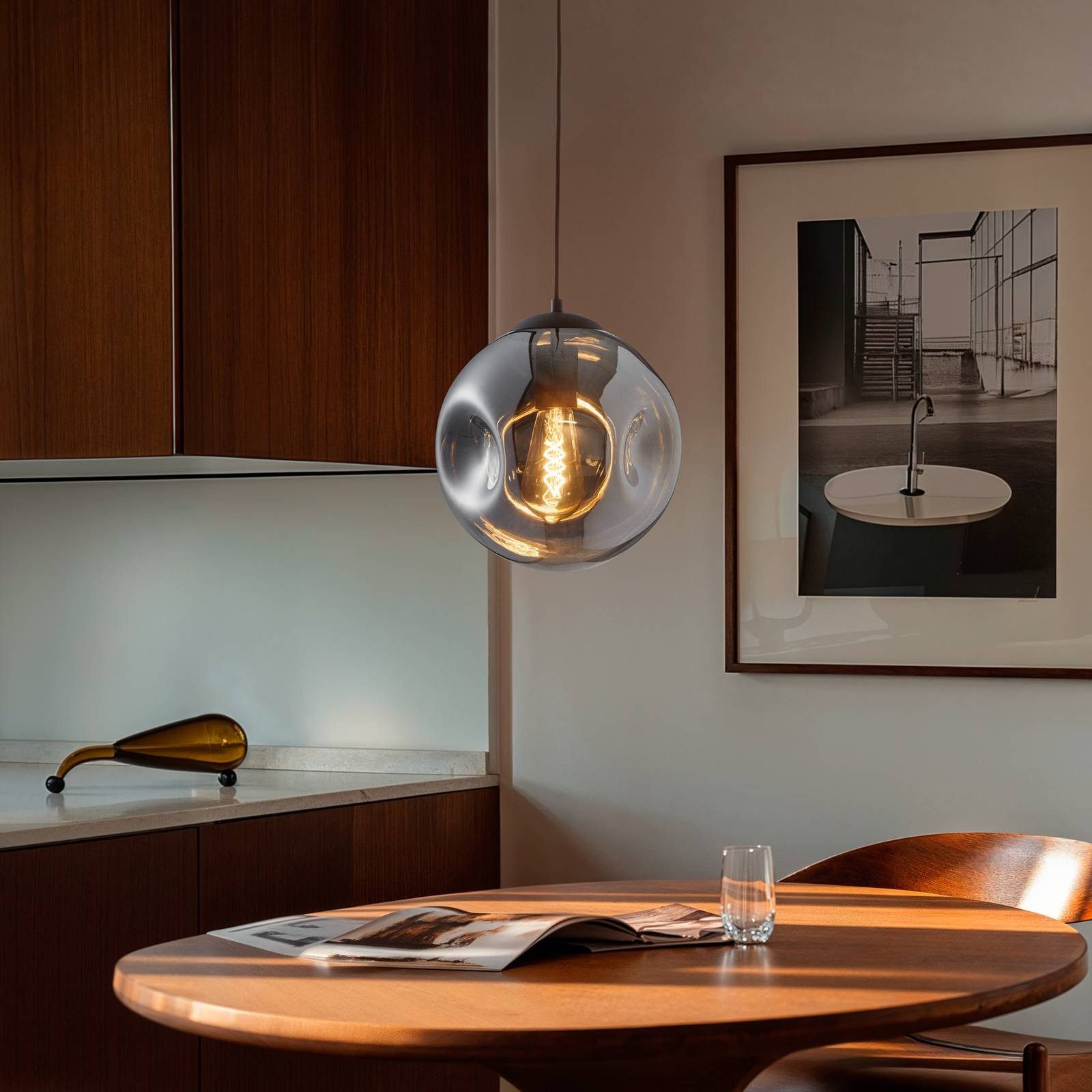 Lindby Hängeleuchte Valentina, Glas Alu IP20, 1 x 15 W LED