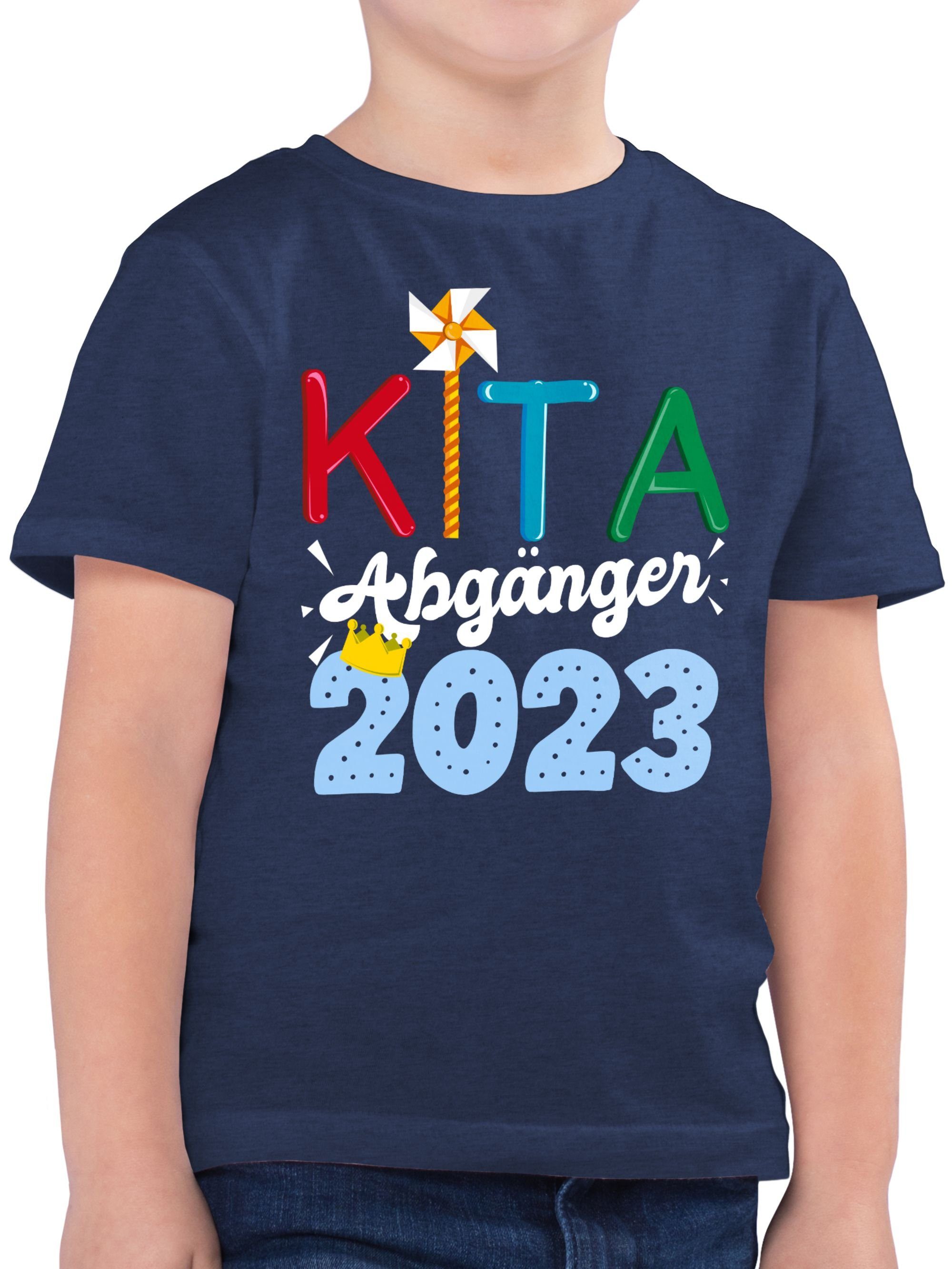 Shirtracer T-Shirt Kita Abgänger 2023 I Einschulung Junge Schulanfang Geschenke 03 Dunkelblau Meliert