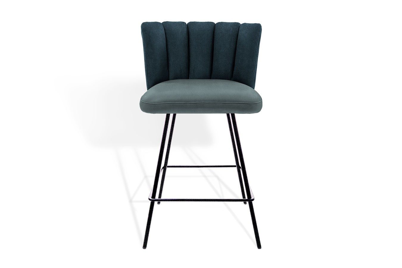 KFF Esszimmerstuhl Thekenstuhl Gaia ohne Arm Leder blau