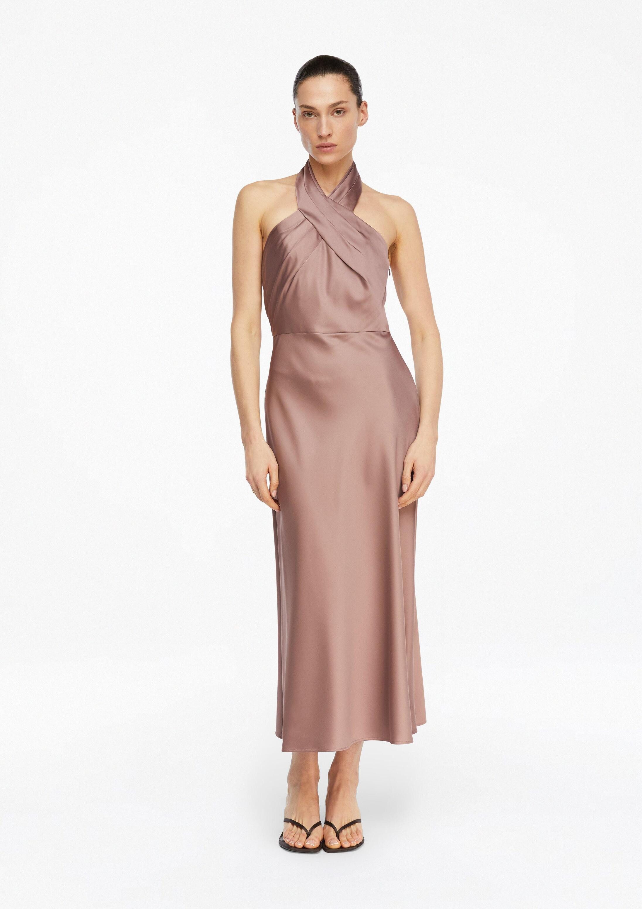 comma Midikleid Kleid Satinkleid mit Neckholder