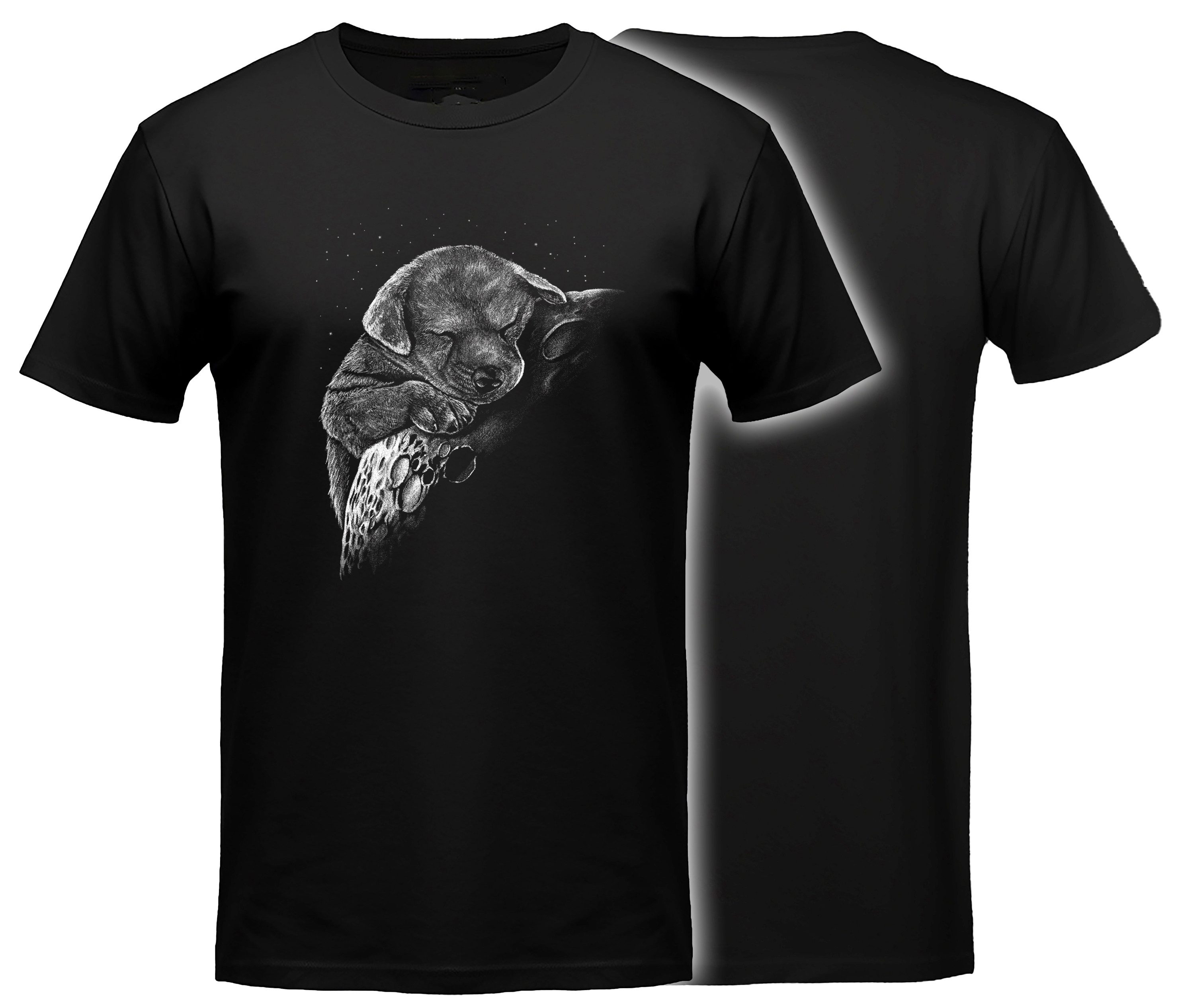 T-Shirt Hunde print Shirt Welpe auf Mond