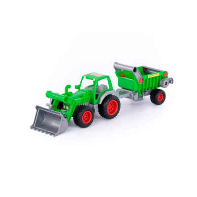 WADER QUALITY TOYS Spielzeug-Traktor Farmer Technic Traktor mit Frontschaufel + Kippanhänger