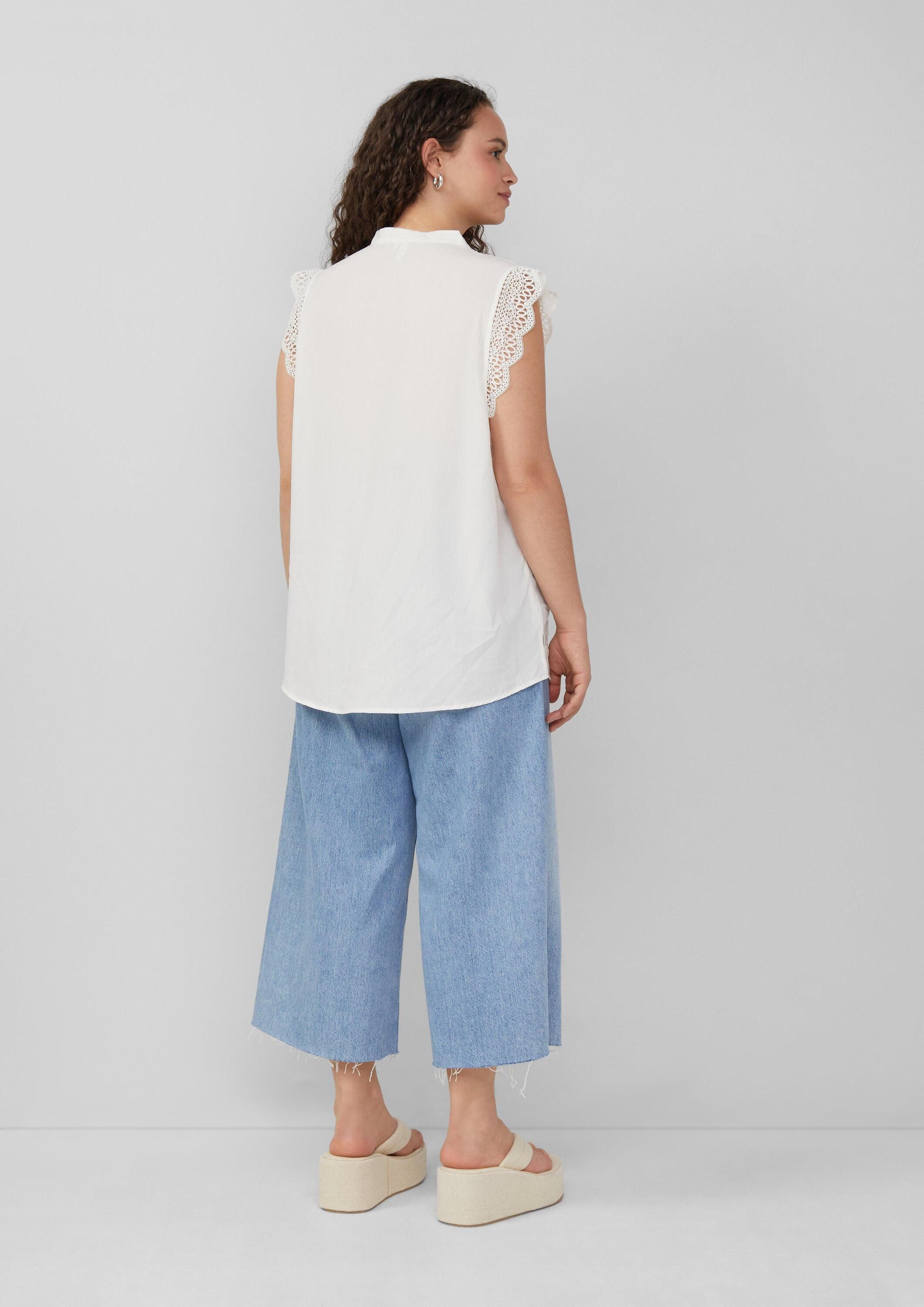 QS Blusentop Bluse Blusentop mit Spitzendetail