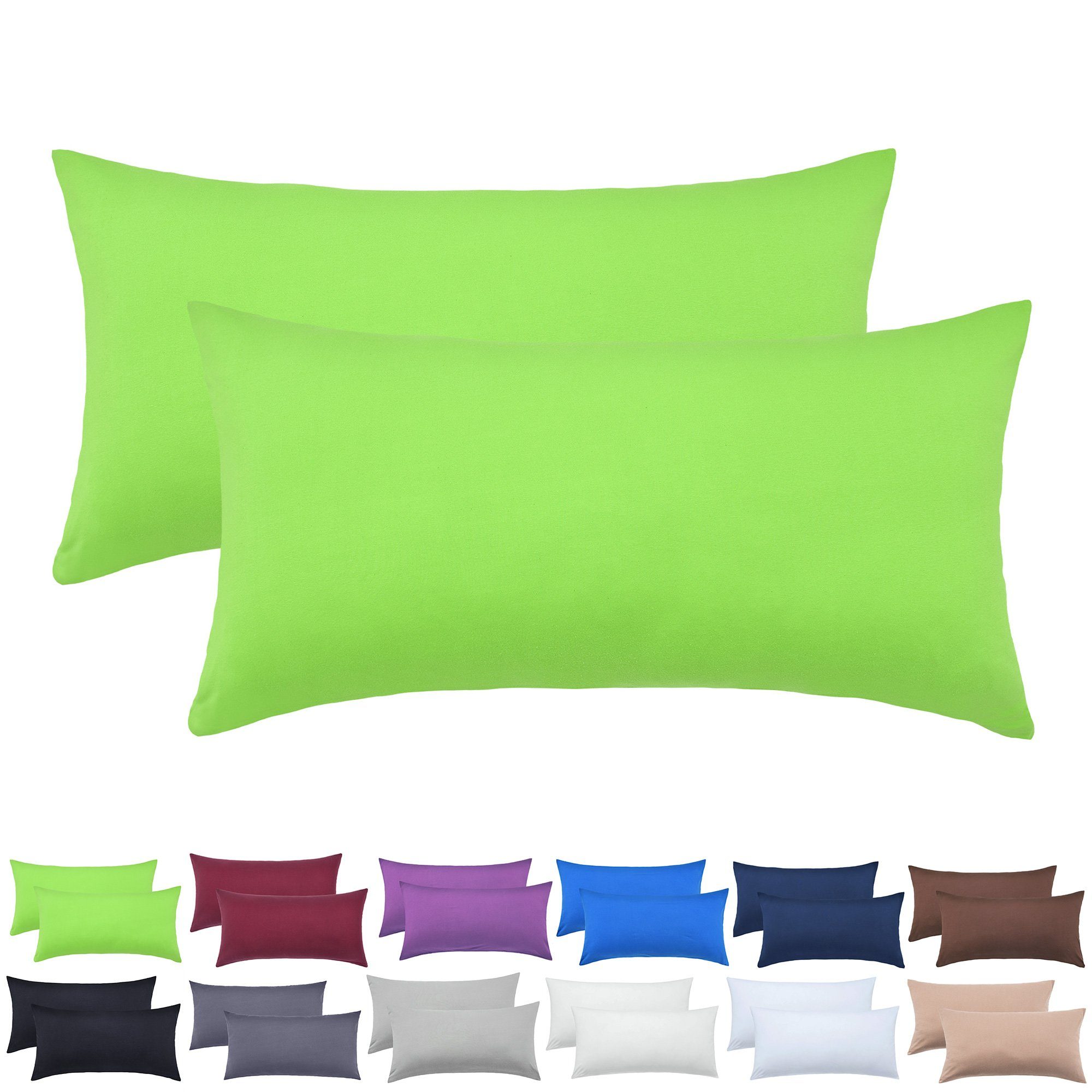 NatureMark Kissenbezüge 2er Pack Jersey Kissenbezug Kissenhülle, (2 Stück), Kissenhülle in vielen Größen und Farben (40 x 60 cm, Apfel grün)