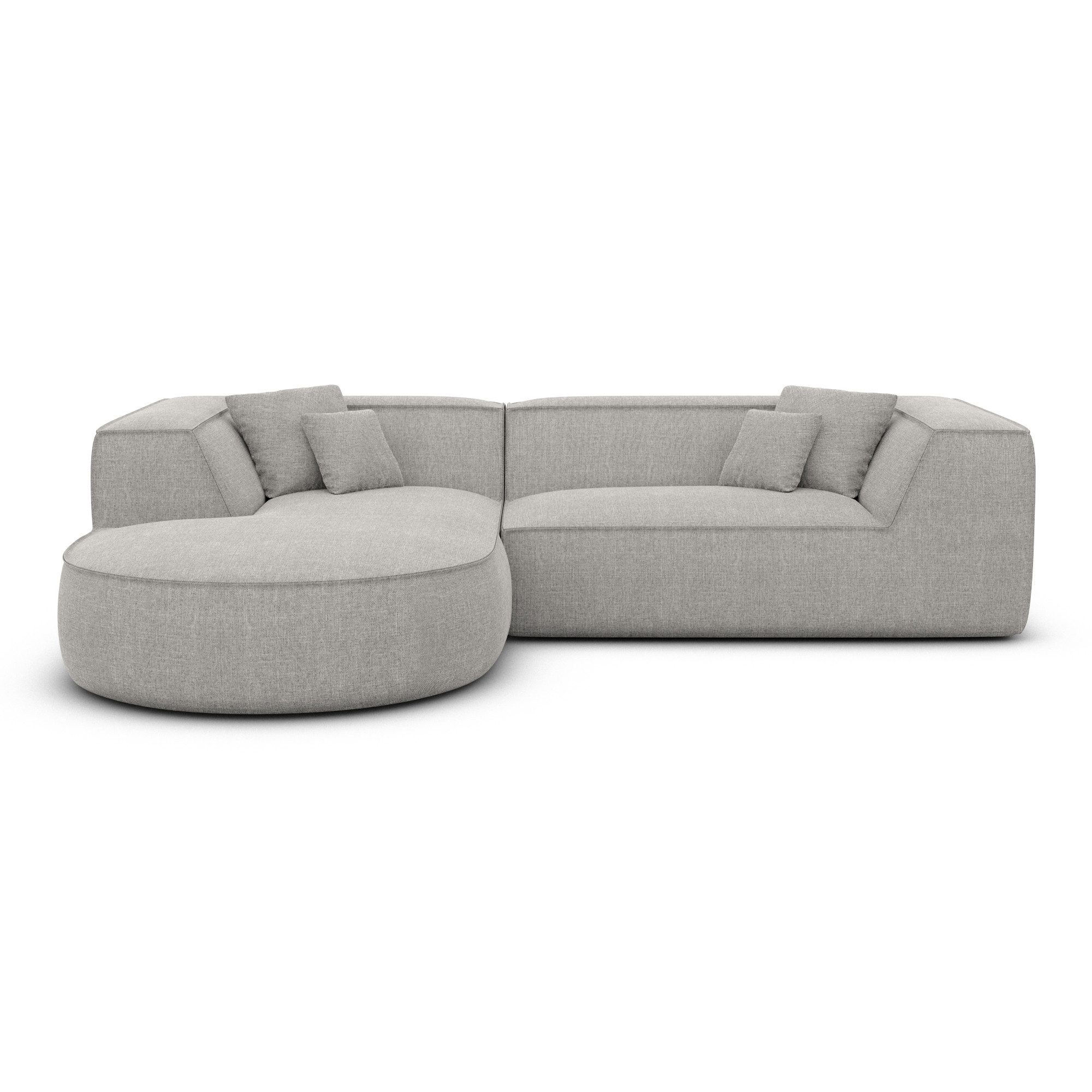 Sofa Dreams Ecksofa Monterola L Form kurz Ecksofa, Ottomane, 4-Sitzer, Design, Eckcouch, Strukturstoff Bezug in Hellgrau