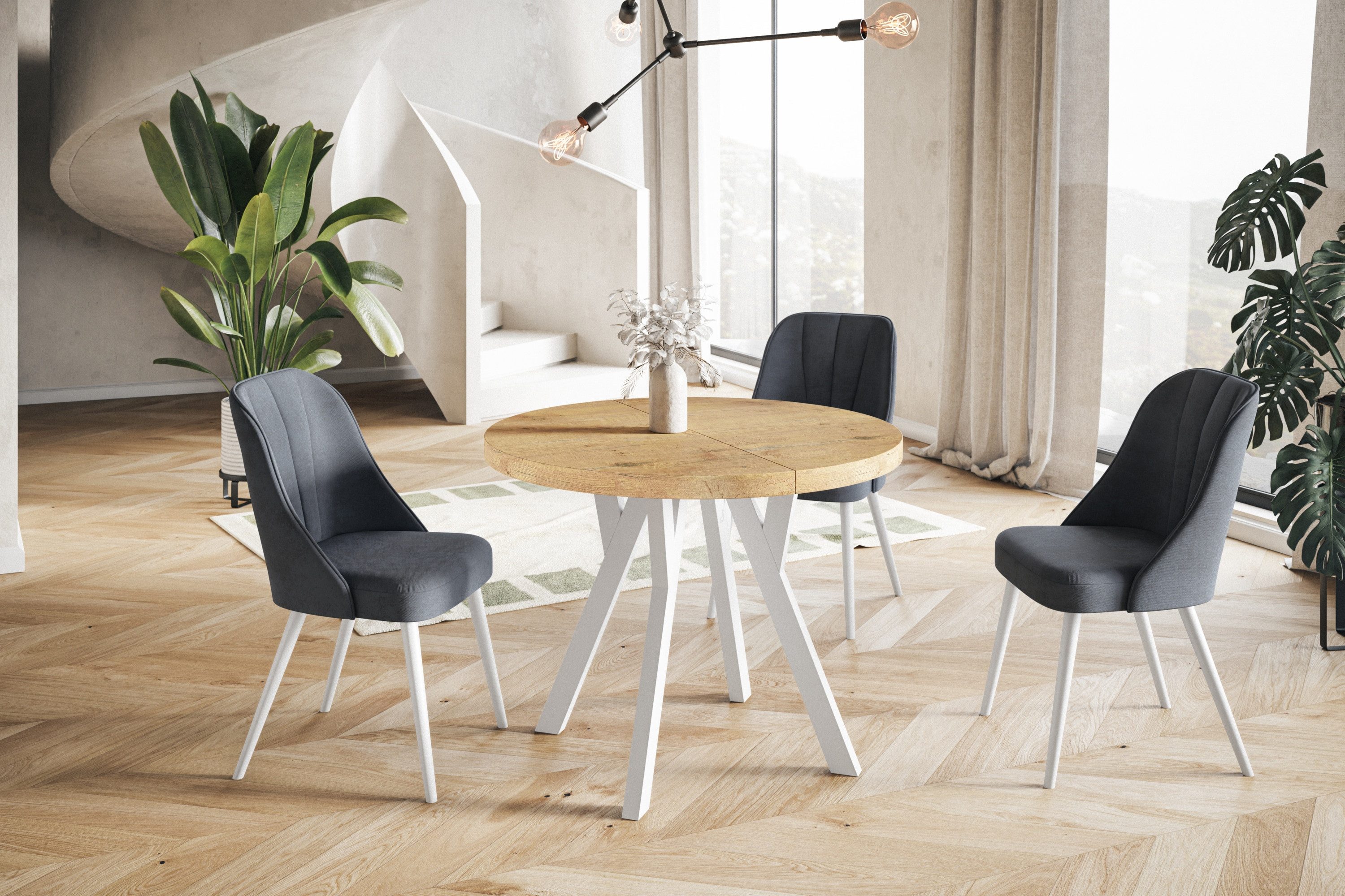 Alpi-Möbel Esstisch Wohnzimmertisch - Ausziehbarer runder Tisch 80-120 cm - günstig online kaufen