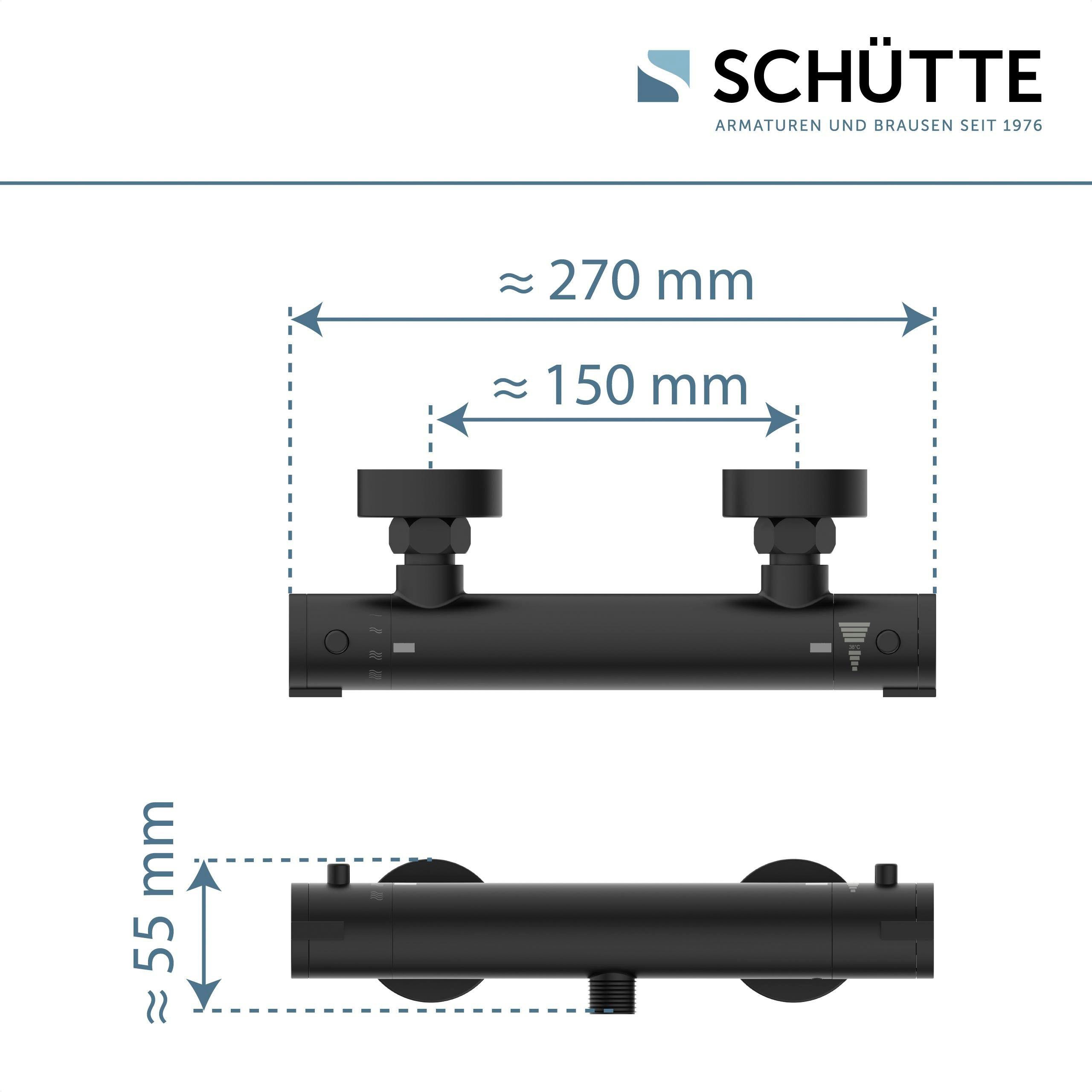 Dusche, Schütte Schwarz Mischbatterie Duscharmatur London mit matt Thermostat, Duschthermostat