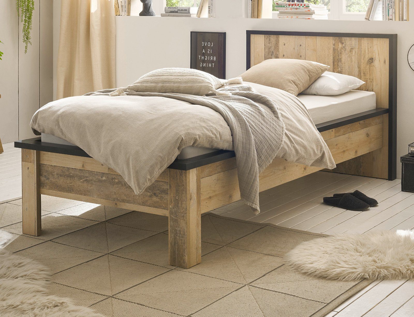 Furn.Design Schlafzimmer-Set Stove, x Wood, Soft-Close cm), 90 mit Used (in 200 2-St., 2-teilig