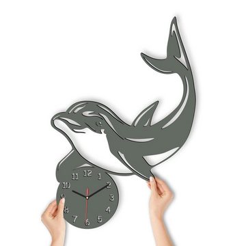 Namofactur Wanduhr Wanduhr Delfin Geschenke Delphin aus Holz I Geschenk Kinderzimmer (Delfin)