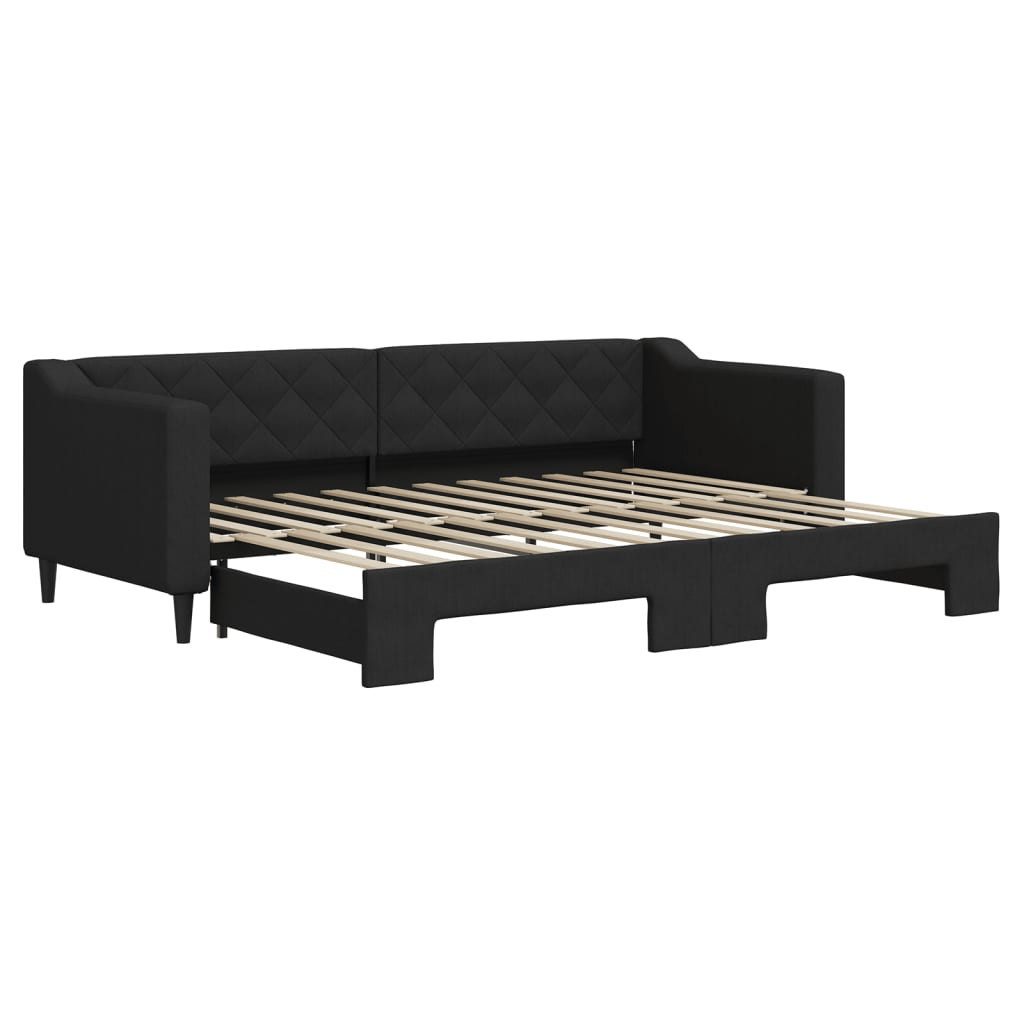 vidaXL Bett, Tagesbett Ausziehbar Schwarz 80x200 cm Stoff günstig online kaufen