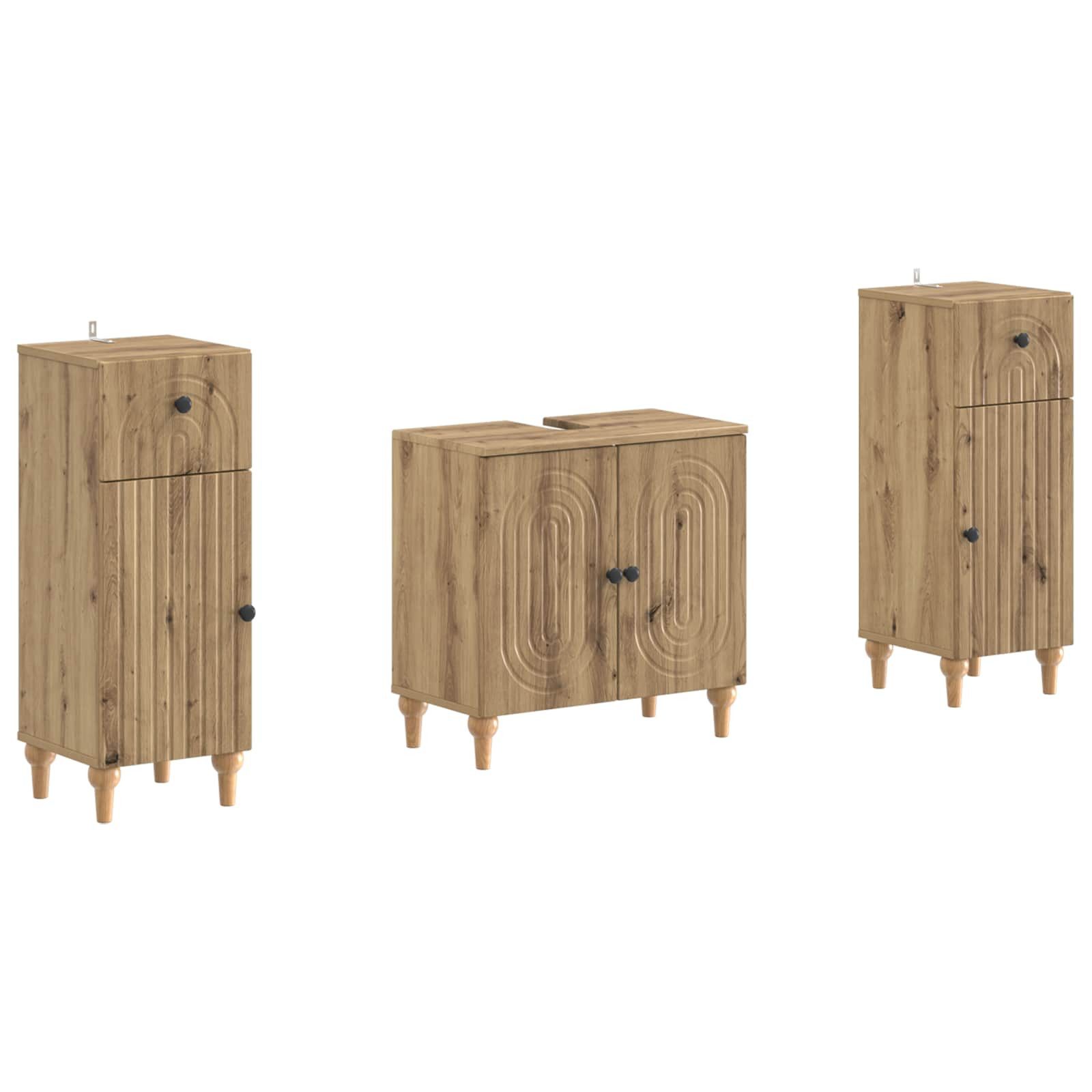 vidaXL Gartenlounge-Set 2-teiliges Badezimmer Schrank Set ALKMAAR Artisan-Eiche