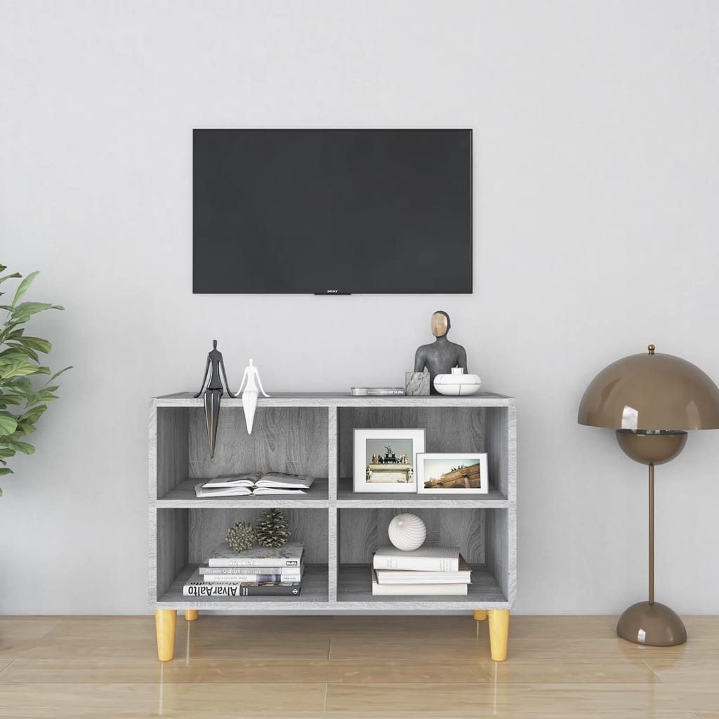 vidaXL TV-Schrank TV-Schrank mit Massivholz-Beinen Grau Sonoma 69,5x30x50 c günstig online kaufen