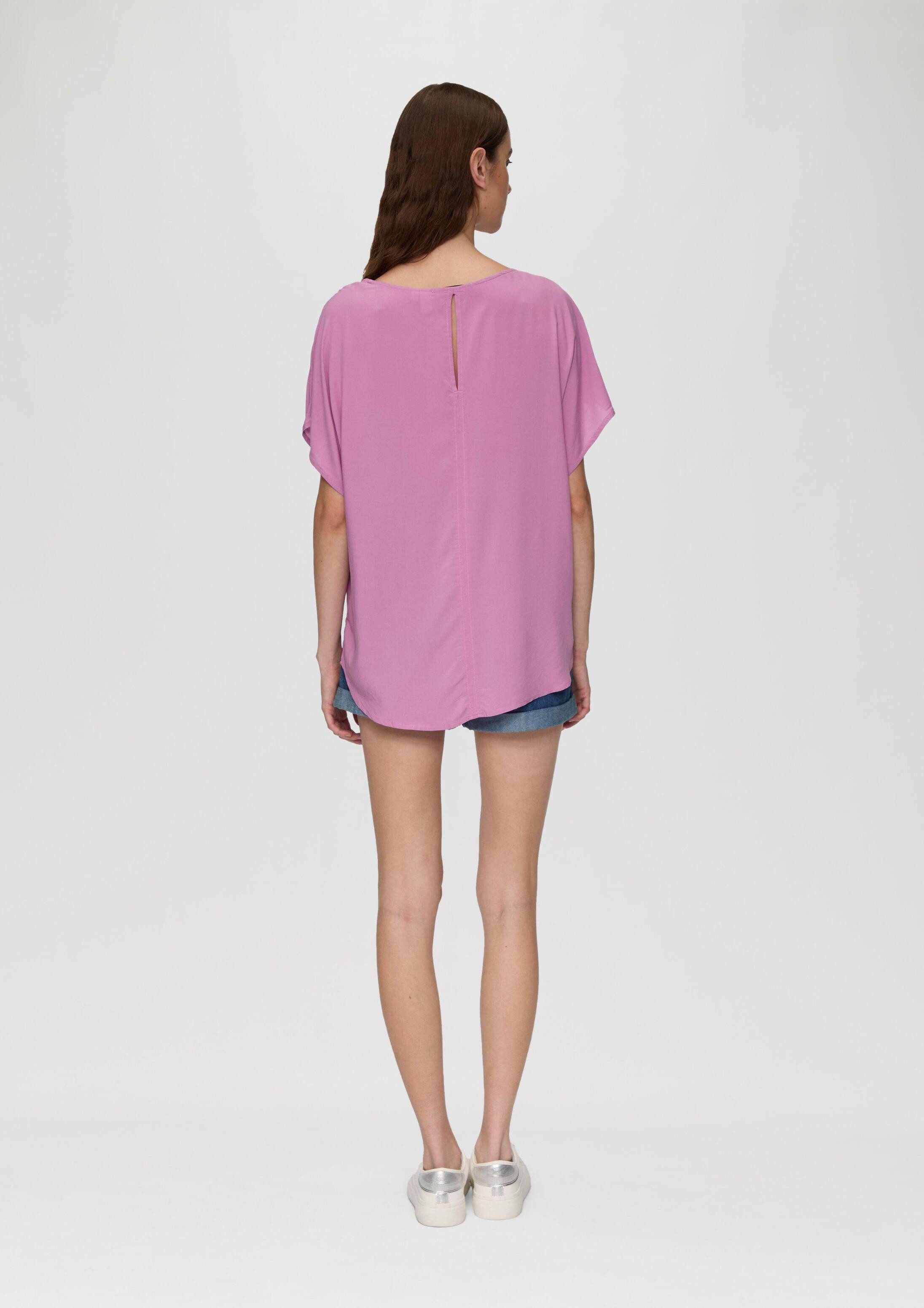 QS Kurzarmbluse Bluse Oversize-Bluse aus Viskose