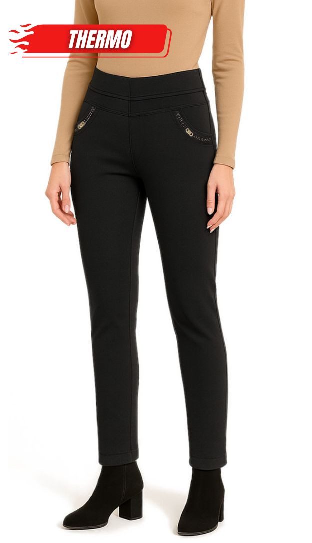 dy_mode Thermohose Damen Thermohose Schwarz Stretchhose mit Innenfutter Win günstig online kaufen