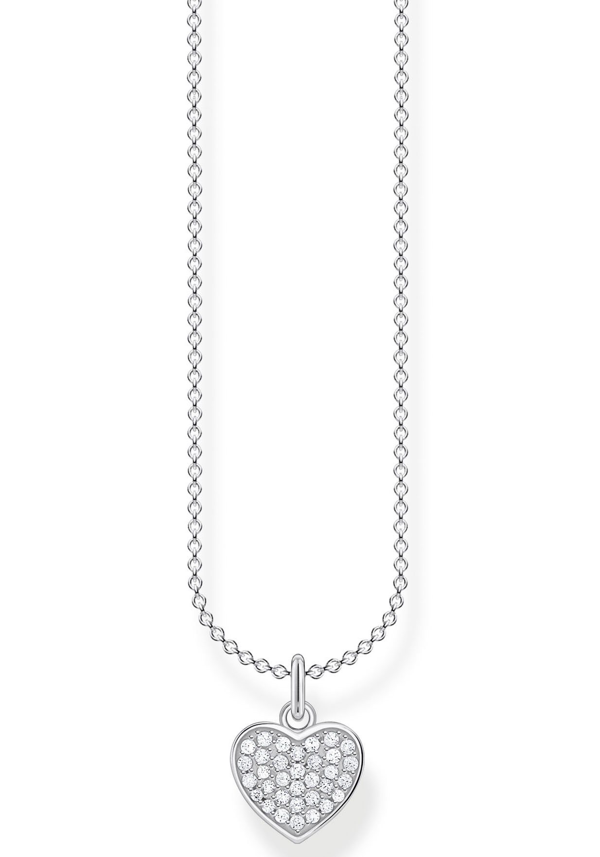 THOMAS SABO Kette mit Anhänger Herz pavé silber, KE2046-051-14-L45V, mit Zirkonia (synth) | Silberketten