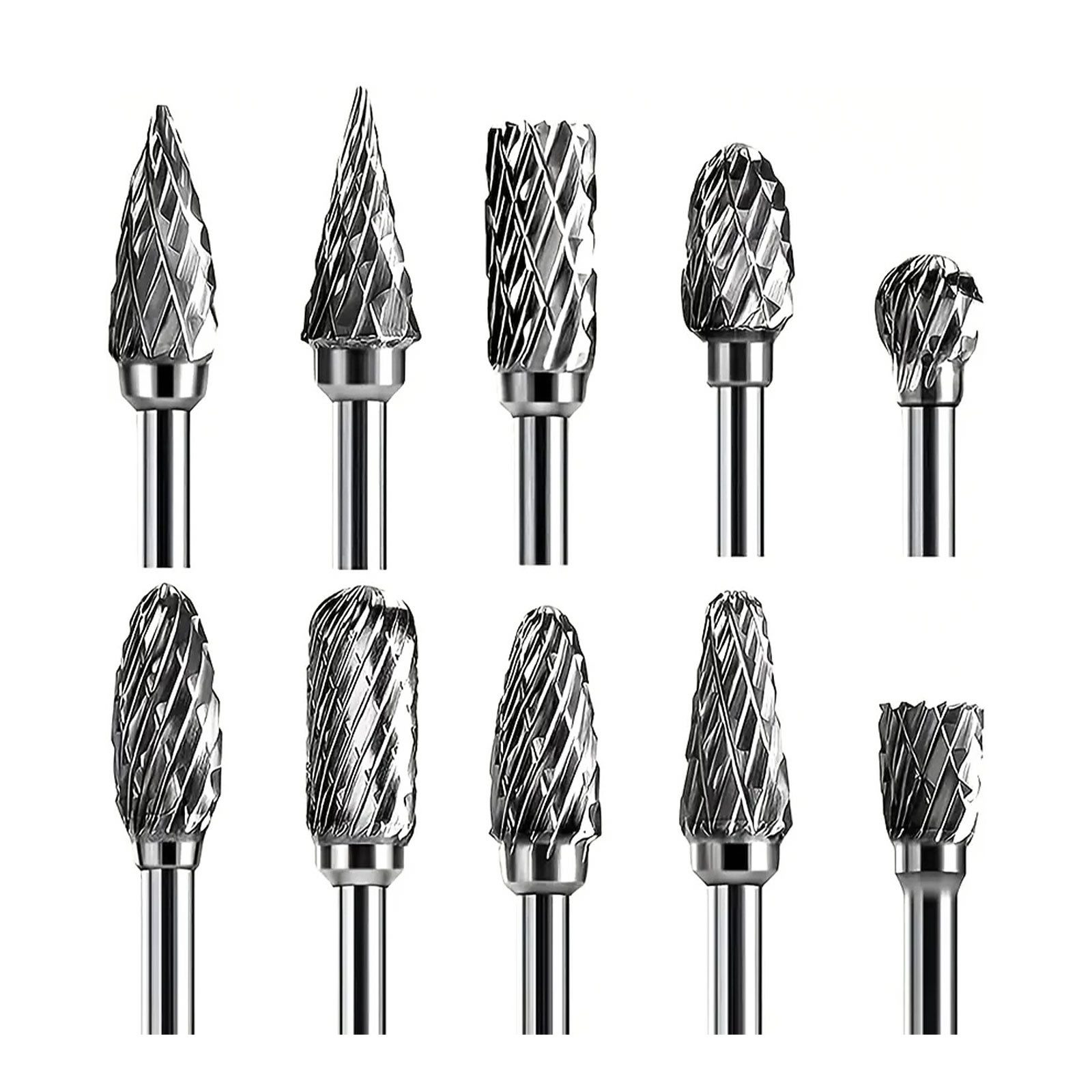 Fräser-Set Hartmetall Frässtifte,3 mm Schaft 6 mm Schleifkopf für Carving Poliere
