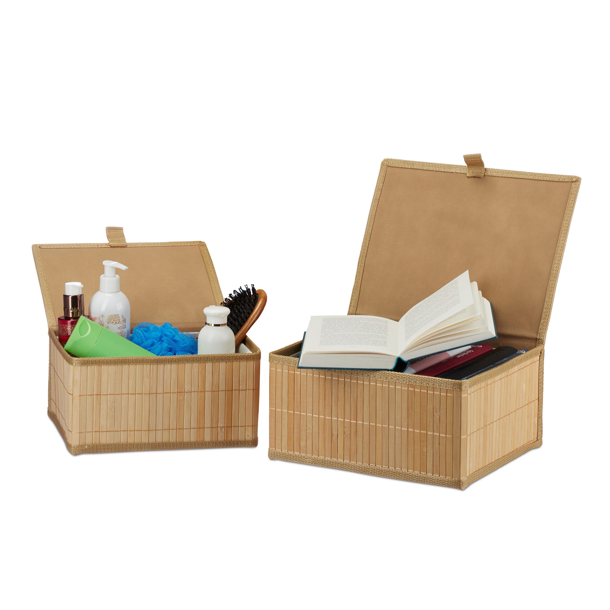 relaxdays Aufbewahrungskorb Bambus 2 tlg. Set (2er Set), natur günstig online kaufen