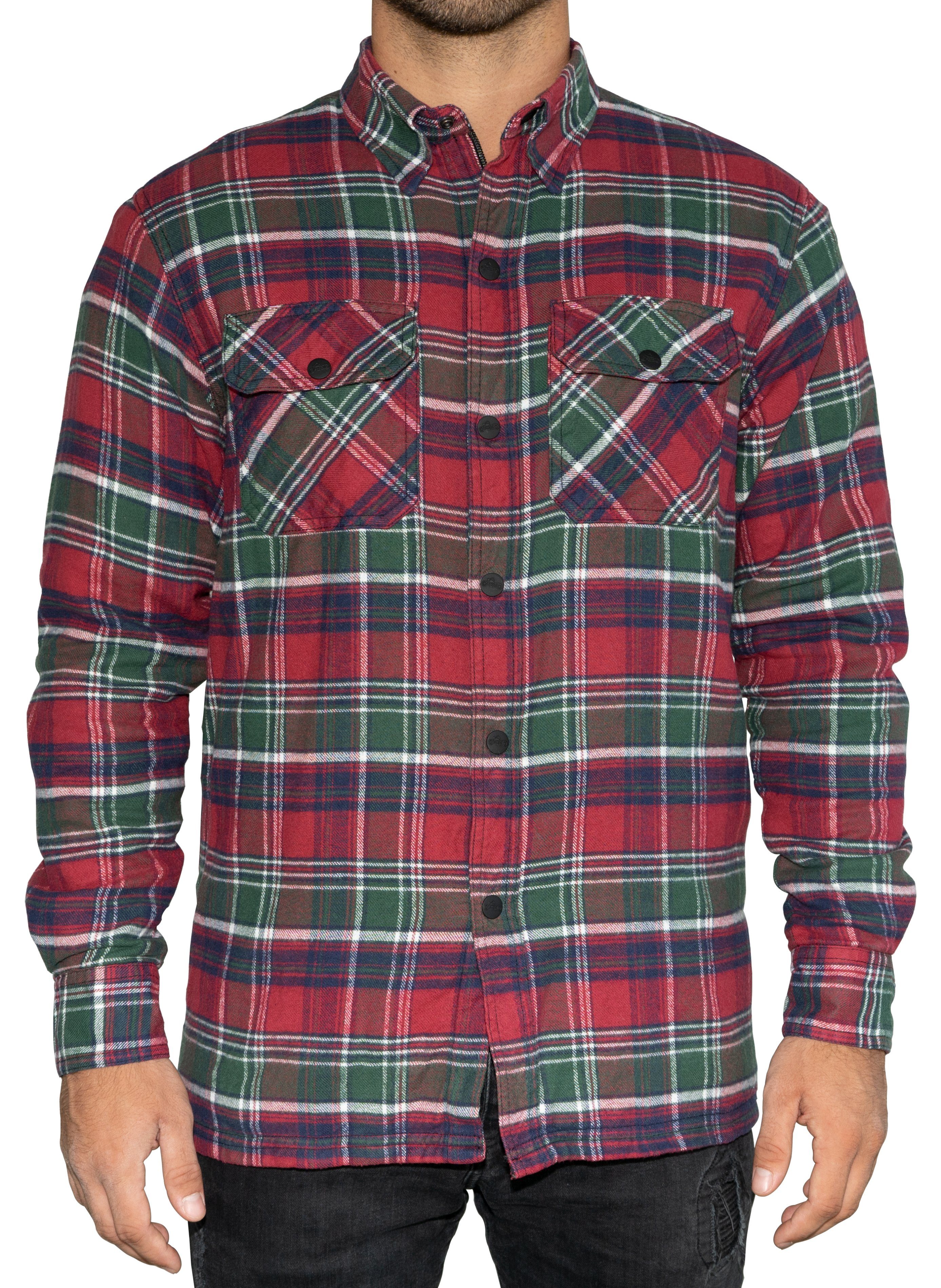 BRUBAKER Protektorenhemd Motorradhemd mit Schutzfutter aus Aramid - Protektorentaschen (Sicherheitshemd für Motorradfahrer, 1-tlg., Schottenkaro, in Holzfäller Optik), Motorrad Biker Flanell Hemd Tartan