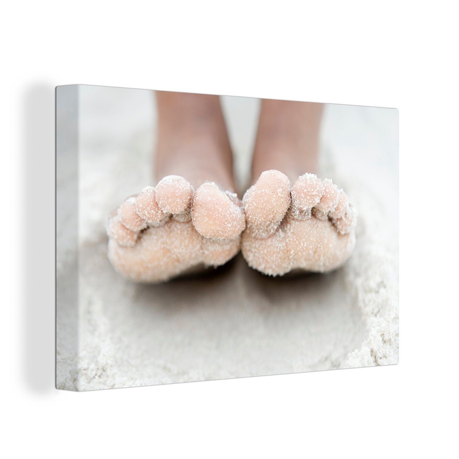 OneMillionCanvasses® Leinwandbild Die Füße im Sand, (1 St), Wandbild Leinwandbilder, Aufhängefertig, Wanddeko, 30x20 cm