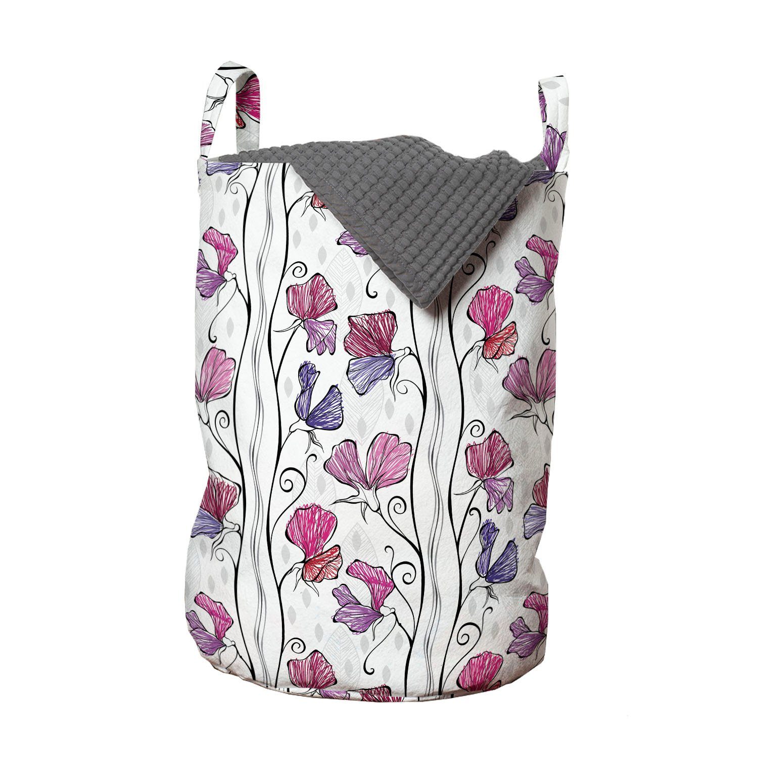 Abakuhaus Wäschesäckchen Wäschekorb mit Griffen Kordelzugverschluss für Waschsalons, Frühling Blumen auf dünne Zweige Kunst