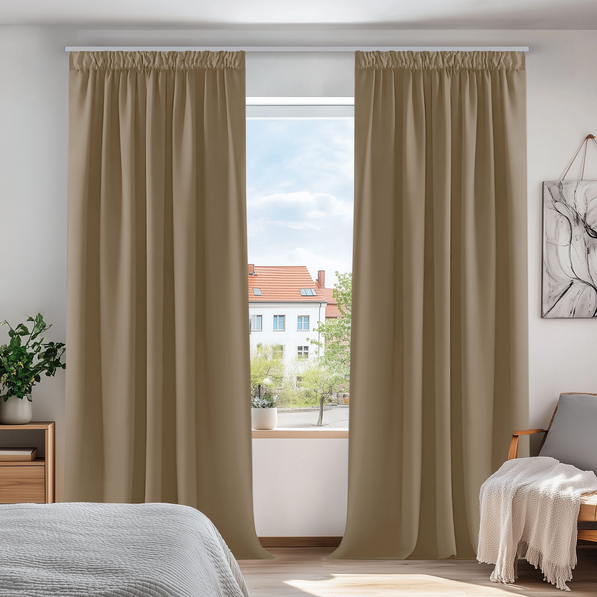 Deconovo Verdunkelungsvorhang Gardinen mit Kräuselband Blickdicht Vorhänge Wohnzimmer 2er Set, Vorhang Verdunkelung Vorhänge Kälteschutz Schlafzimmer Thermovorhang