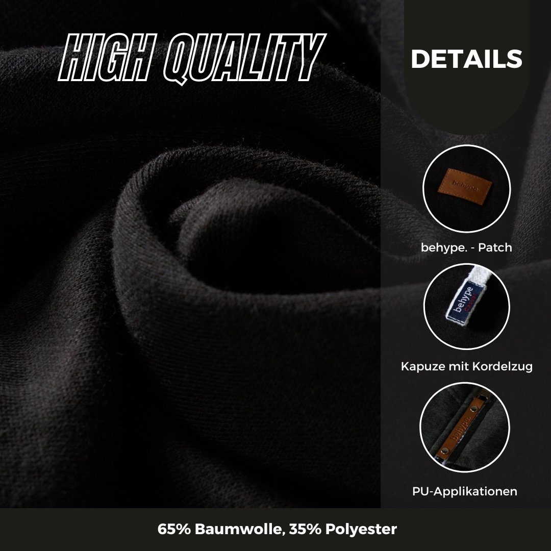 behype Kapuzensweatjacke BHDISUK Herren Kapuzenpullover Hoodie Pullover Sweatshirt im Color-Block Stil