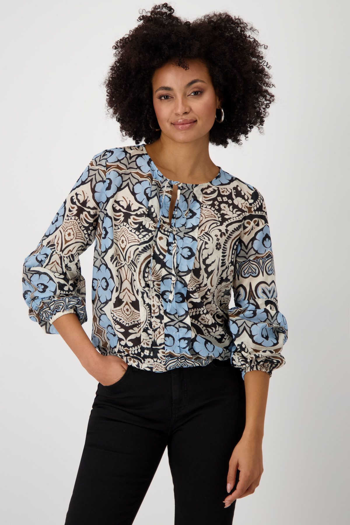 Langarmbluse Bluse Ornament allover