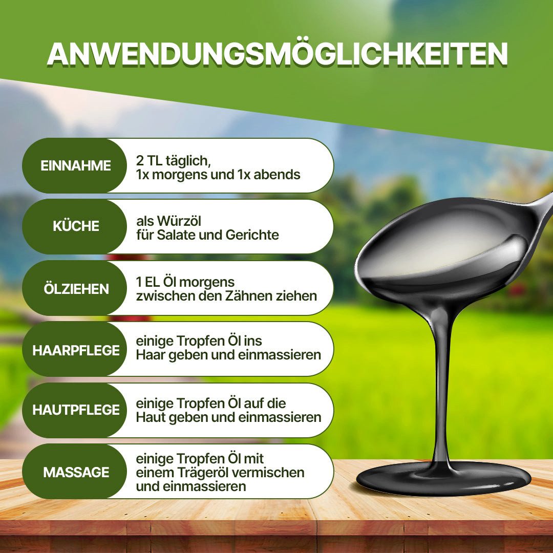 BIOLAVIVA Speiseöl : Bio - Schwarzkümmelöl - ungefiltert - kaltgepresst - laborgetestet -
