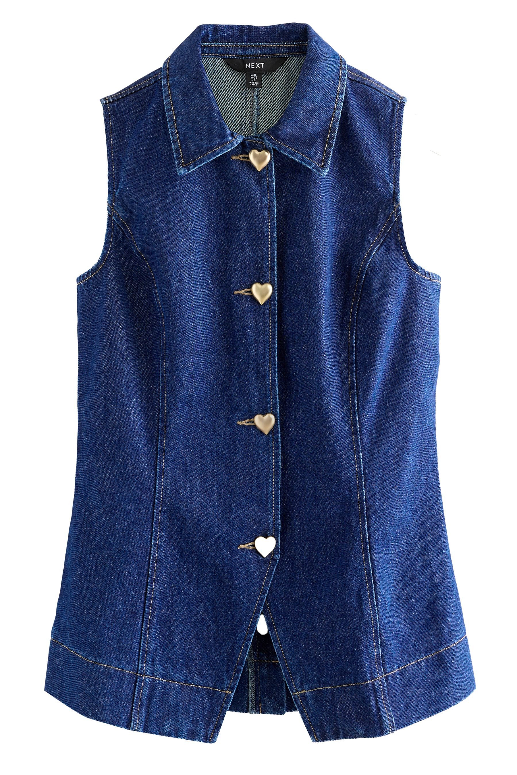 Next Jeansweste Denim-Weste mit Herzknöpfen aus Baumwolle (1-tlg)