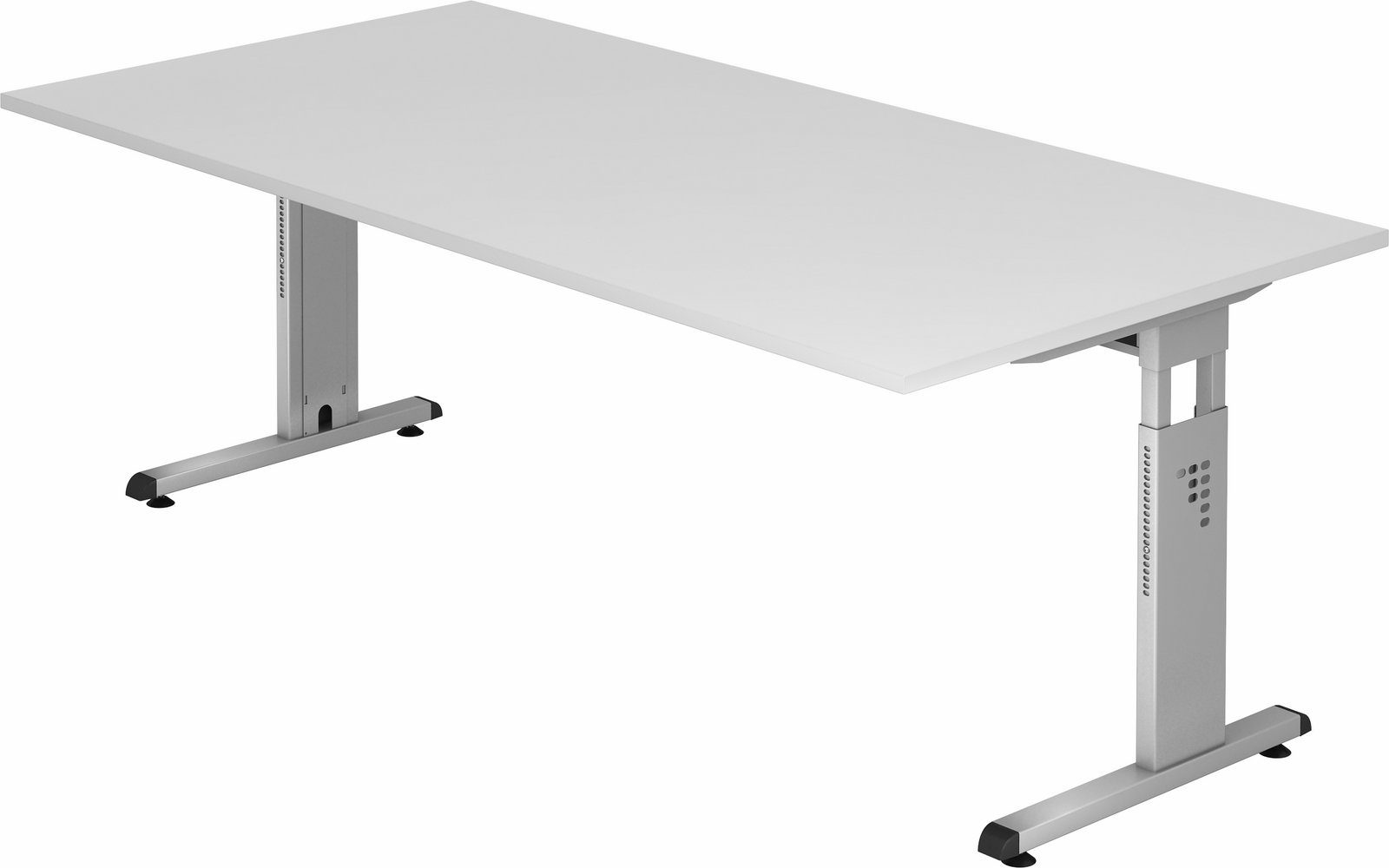 bümö Schreibtisch »Schreibtisch Serie-O«, Rechteck: 200 x 100 cm - Dekor:  Weiß - Gestell: Silber
