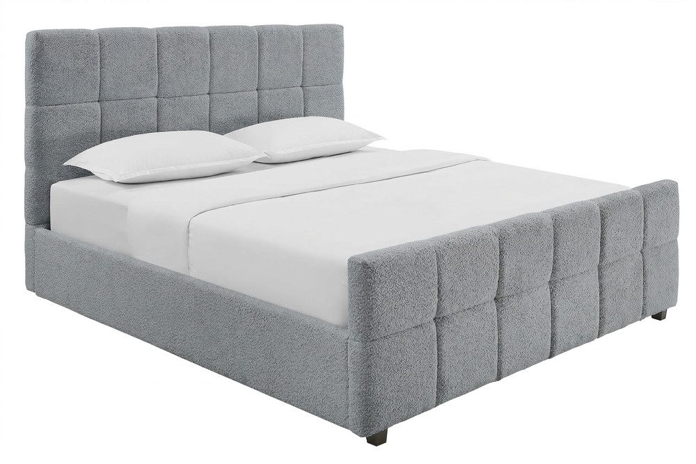 riess-ambiente Boxbett PRESTIGE 180x200cm dunkelgrau – Bouclé, mit Bettkasten & Kopfteil (Einzelartikel, 1-St), Teddystoff-Optik, Stauraum unter der Liegefläche, elegantes Design