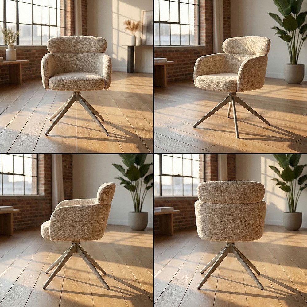 PPkrimnel Drehstuhl Ergonomischer Chenille-Schalenstuhl mit Armlehnen (2 St), 360° drehbarer Polstersessel für Esszimmer & Wohnzimmer – Bild 5 von 5