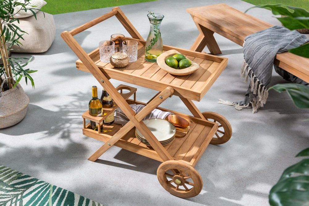 riess-ambiente Servierwagen EMPIRE TEAK 48cm braun, (1 St), Outdoor ·  Massivholz · mit Rollen · Küche